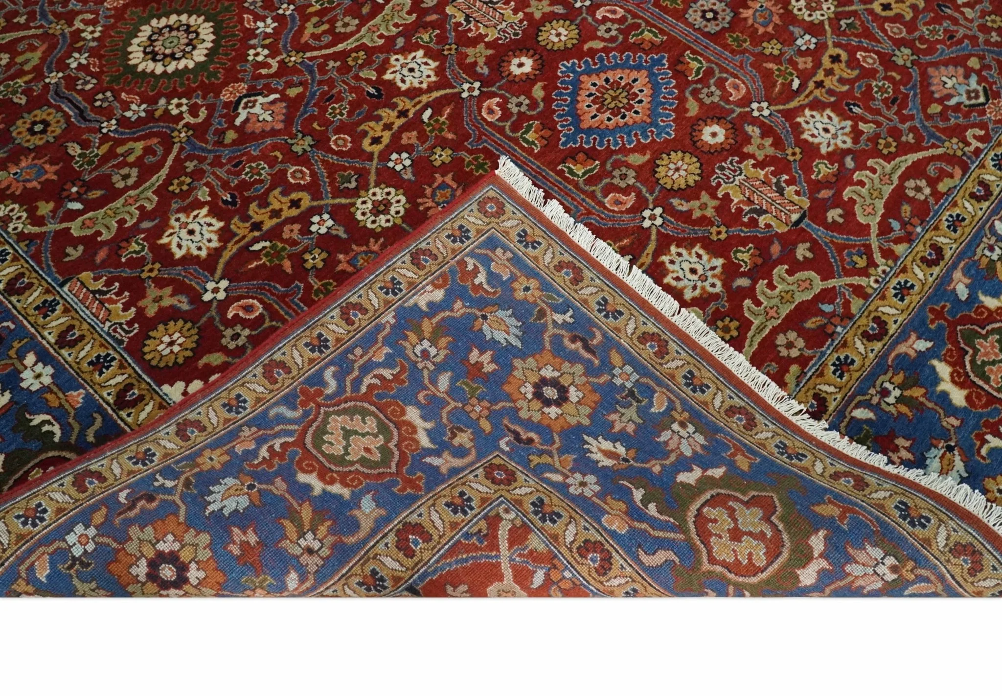 8x10 Fine Hand Knotted Rust and Blue Traditional Vintage Antique Persian Wool Rug | TRDCP851810 - Image 11