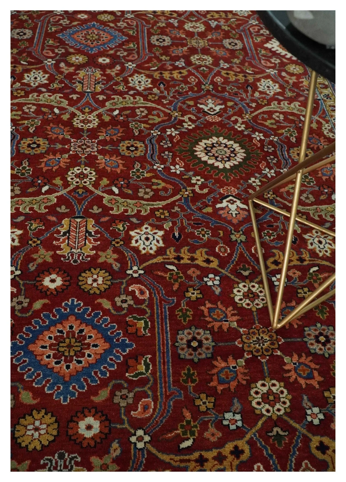 8x10 Fine Hand Knotted Rust and Blue Traditional Vintage Antique Persian Wool Rug | TRDCP851810 - Image 2