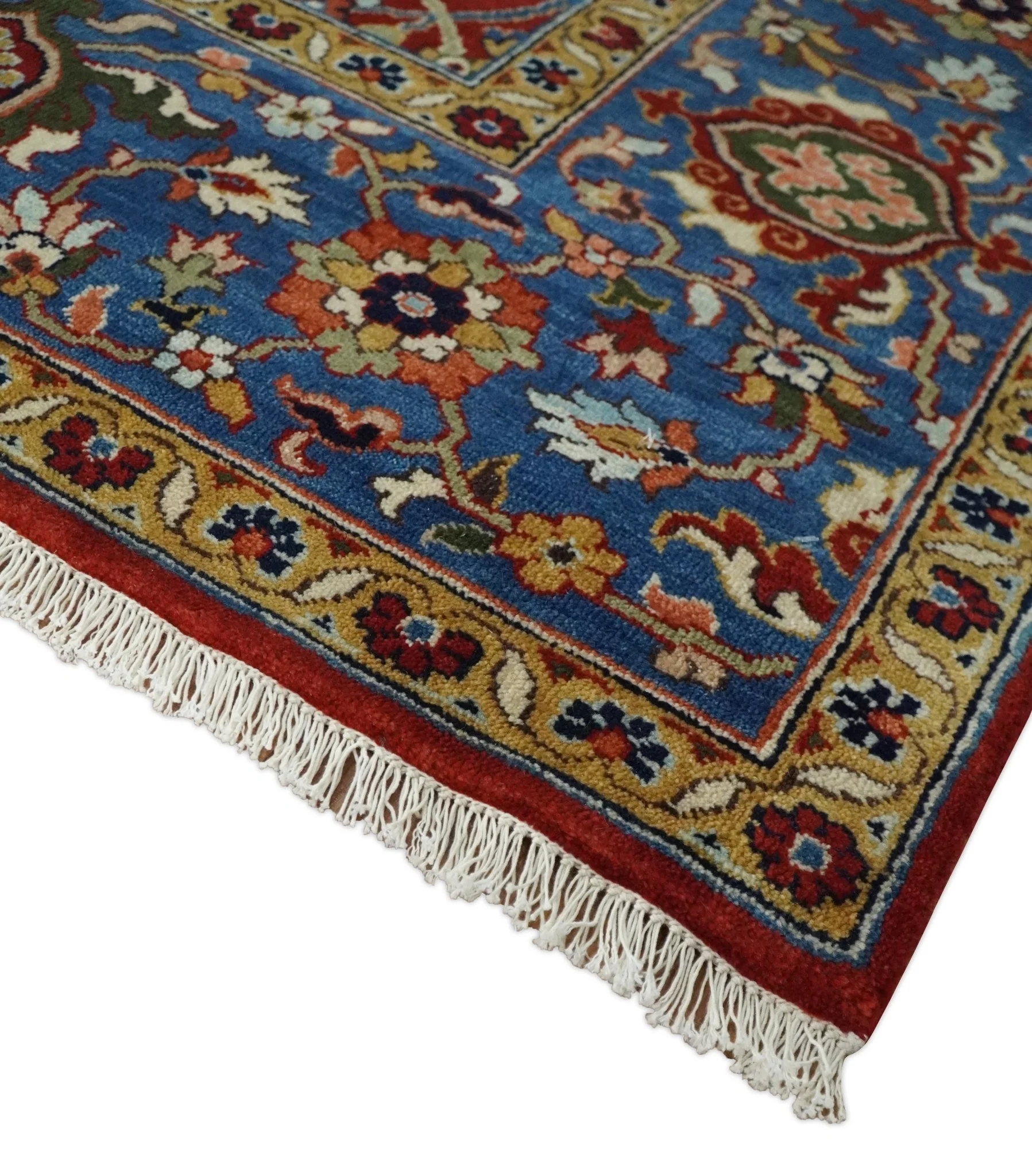 8x10 Fine Hand Knotted Rust and Blue Traditional Vintage Antique Persian Wool Rug | TRDCP851810 - Image 4