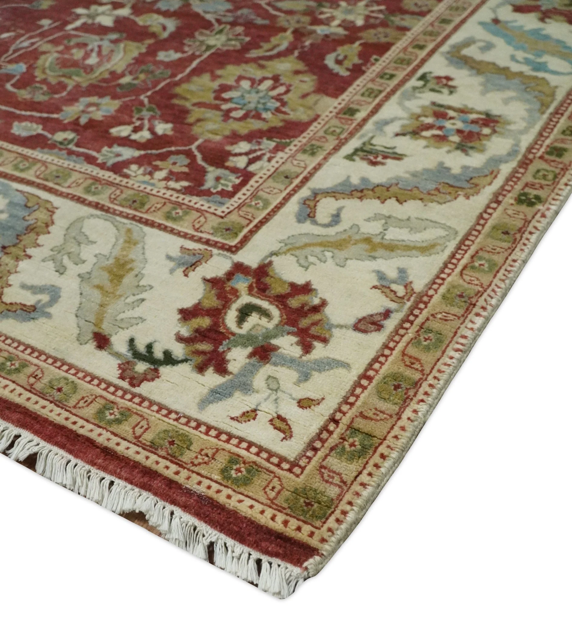 8x10 Fine Hand Knotted Rust and Ivory Traditional Vintage Persian Style Antique Wool Rug | AGR20 - Image 5