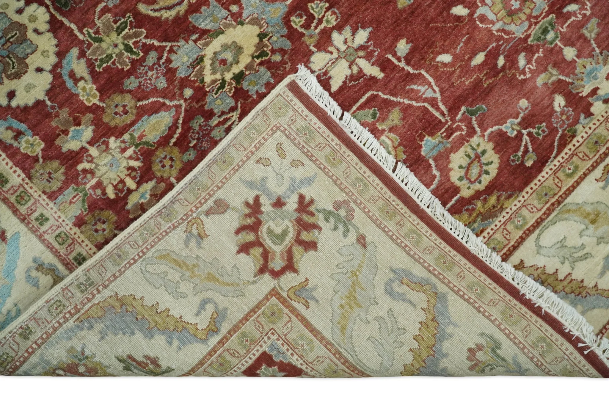 8x10 Fine Hand Knotted Rust and Ivory Traditional Vintage Persian Style Antique Wool Rug | AGR20 - Image 7