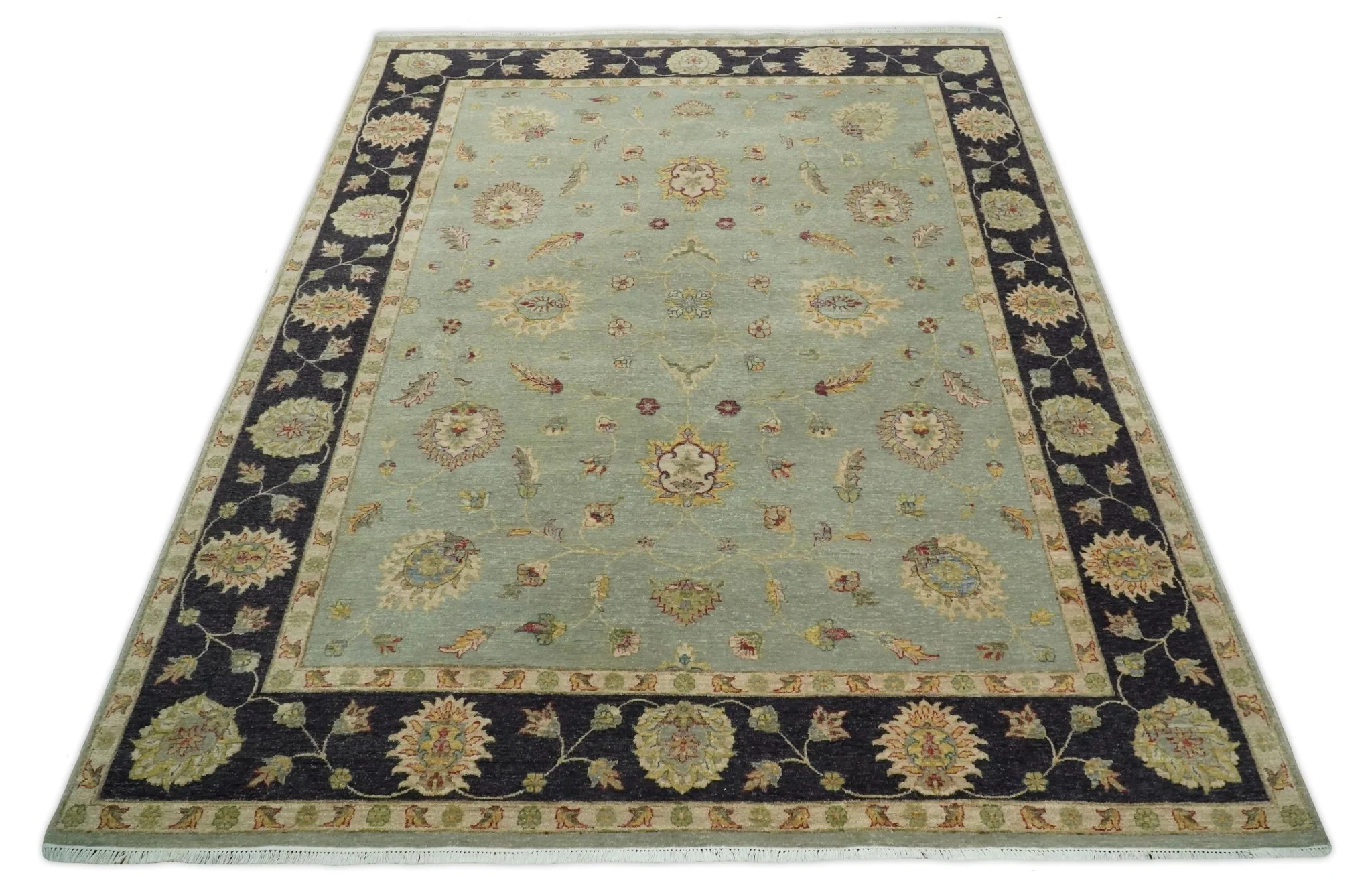 8x10 Fine Hand Knotted Silver and Black Muted Antique Traditional Vintage Persian Wool Rug | AGR45 - Image 10