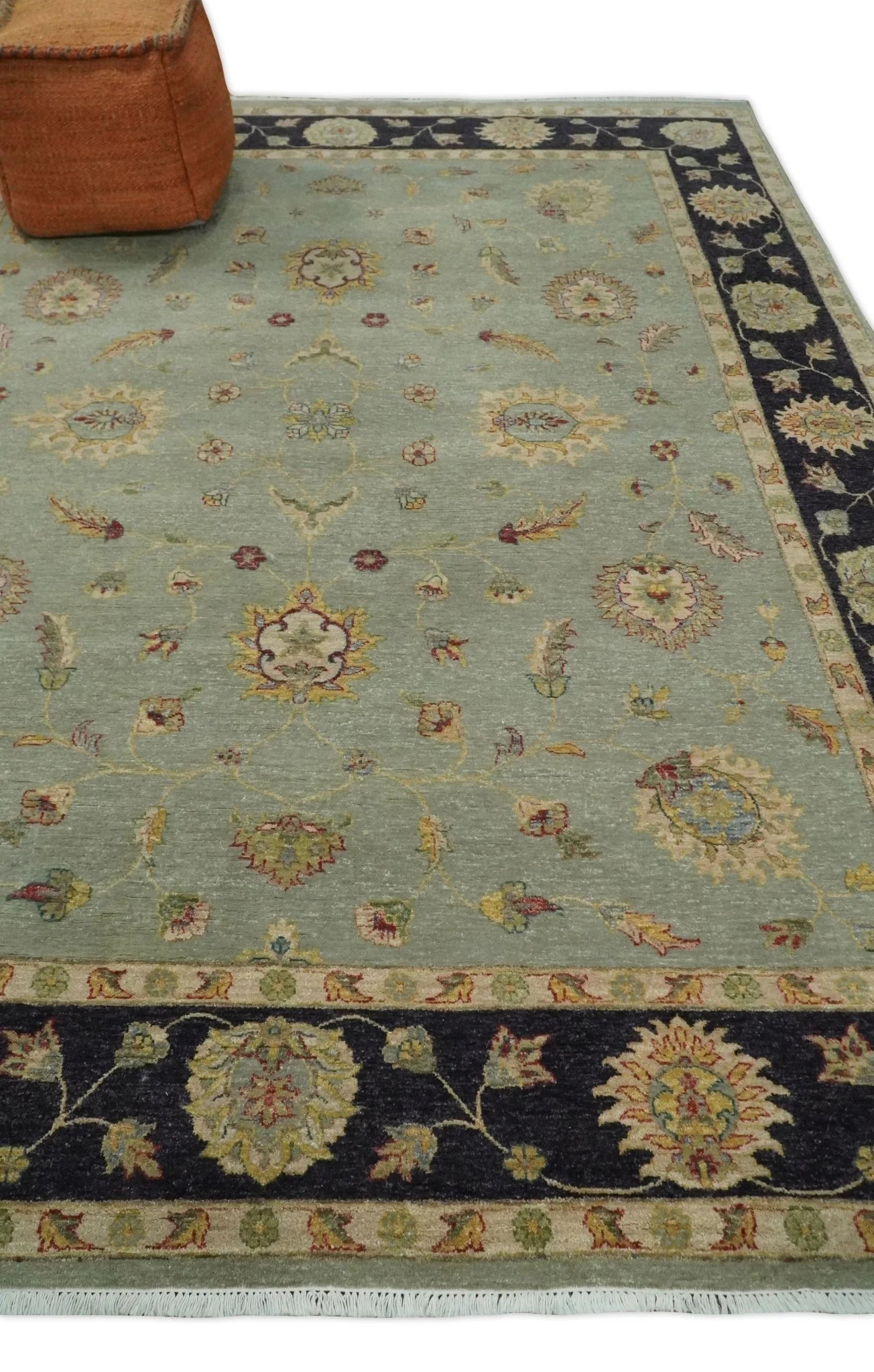 8x10 Fine Hand Knotted Silver and Black Muted Antique Traditional Vintage Persian Wool Rug | AGR45 - Image 3