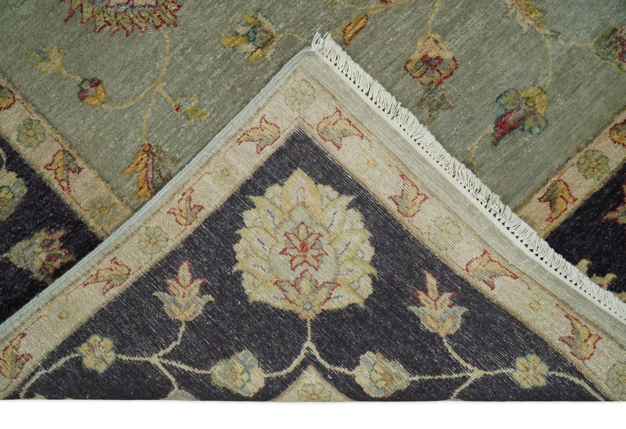 8x10 Fine Hand Knotted Silver and Black Muted Antique Traditional Vintage Persian Wool Rug | AGR45 - Image 7