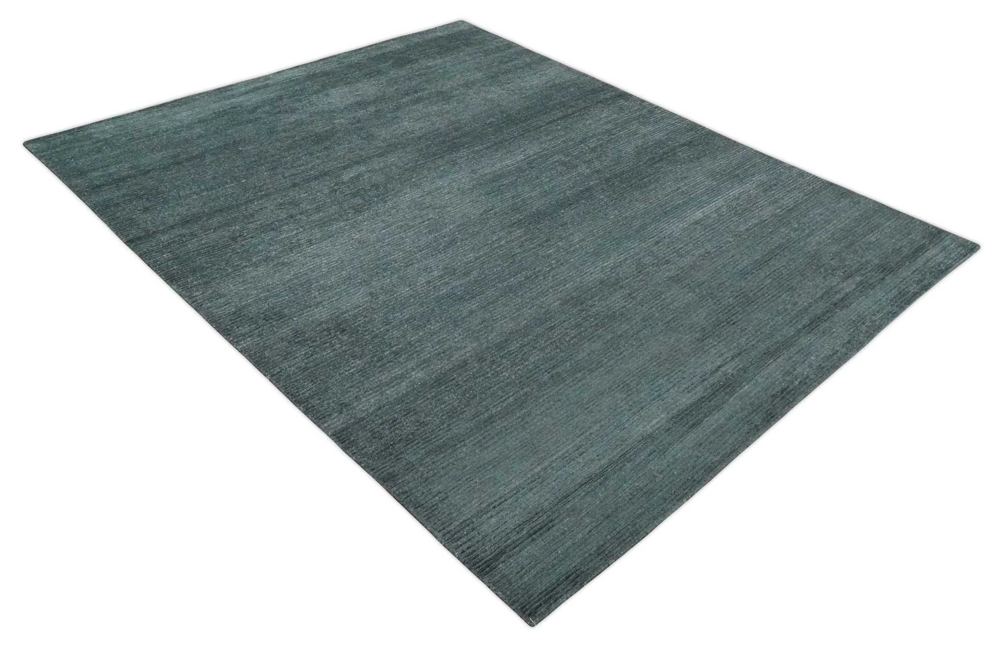 8x10 Gray and Silver Blended Hand Loomed Modern Scandinavian Bamboo Silk Area Rug - Image 10