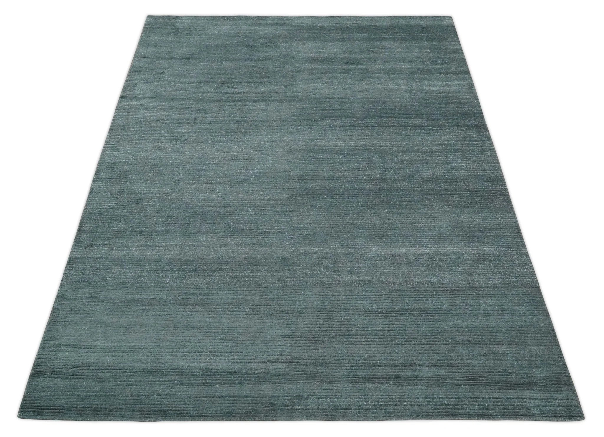 8x10 Gray and Silver Blended Hand Loomed Modern Scandinavian Bamboo Silk Area Rug - Image 9