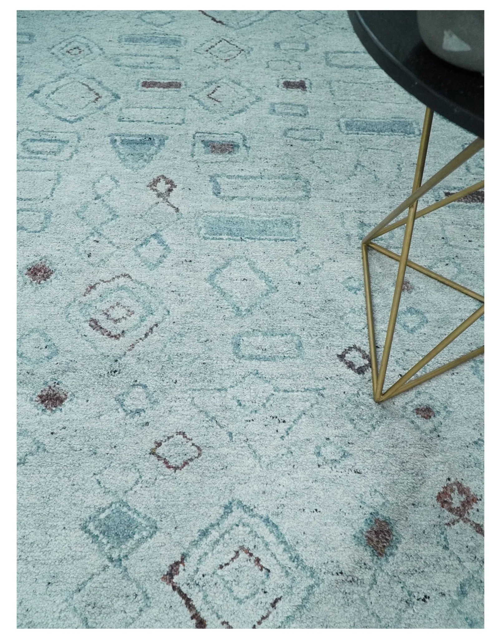 8x10 Gray and Silver Geometrical Pattern Handmade Wool Area Rug - Image 2