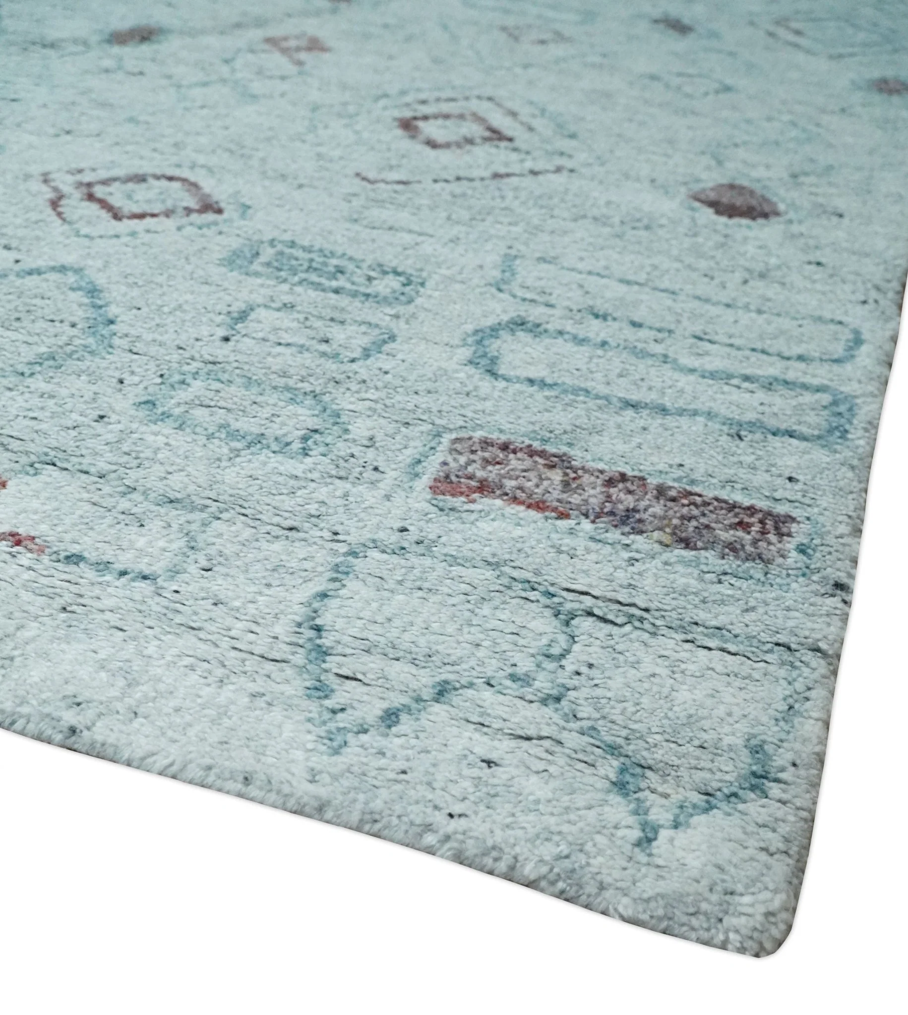 8x10 Gray and Silver Geometrical Pattern Handmade Wool Area Rug - Image 5