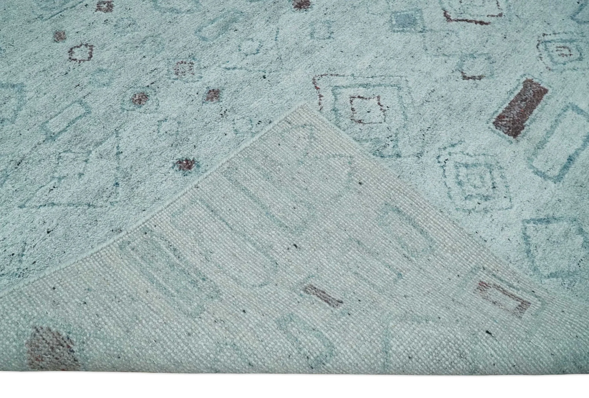 8x10 Gray and Silver Geometrical Pattern Handmade Wool Area Rug - Image 7