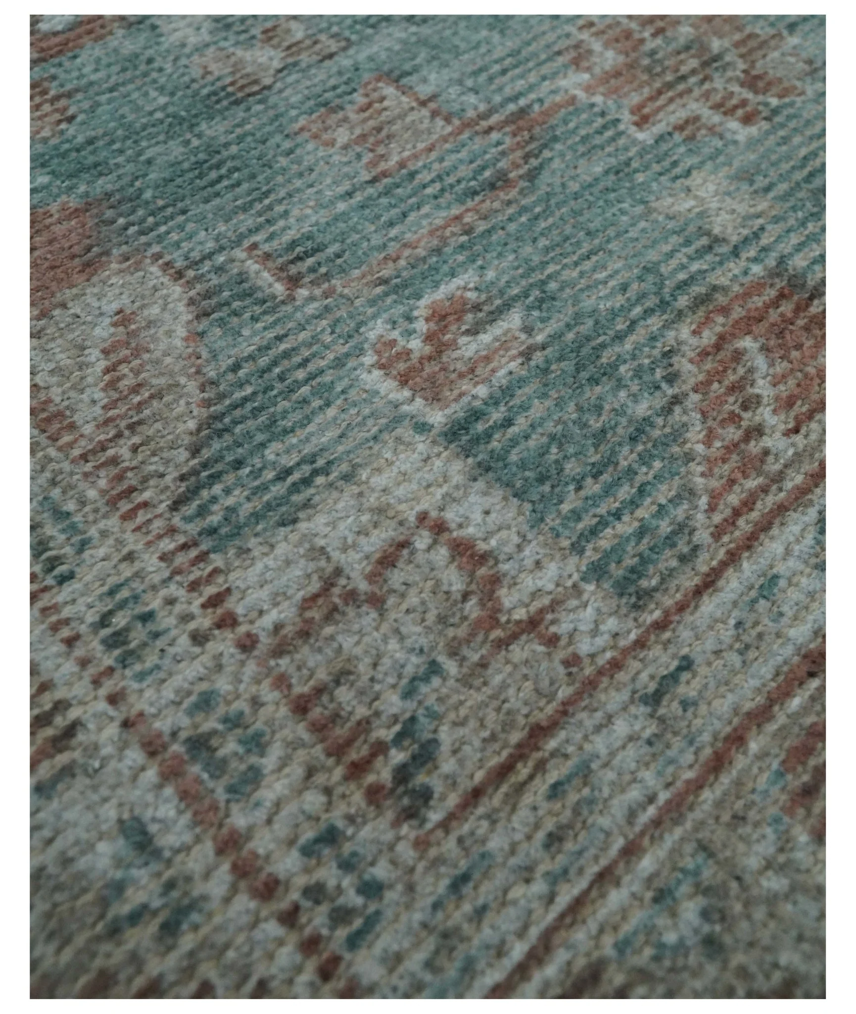 8x10 Green and Ivory Rug | Handmade Floral Area rug made with wool blended with art silk Low Pile  | PR03 - Image 14