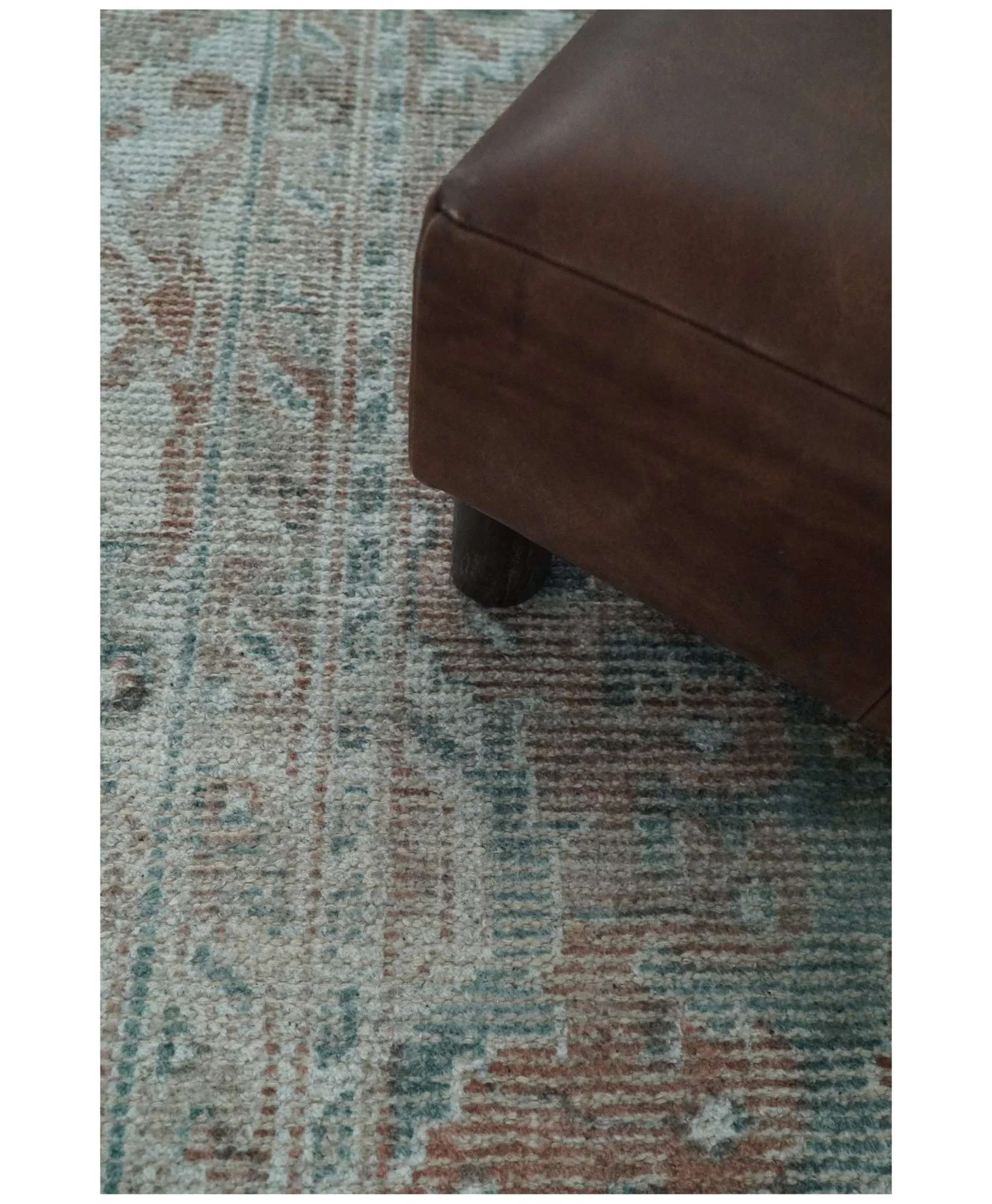 8x10 Green and Ivory Rug | Handmade Floral Area rug made with wool blended with art silk Low Pile  | PR03 - Image 8