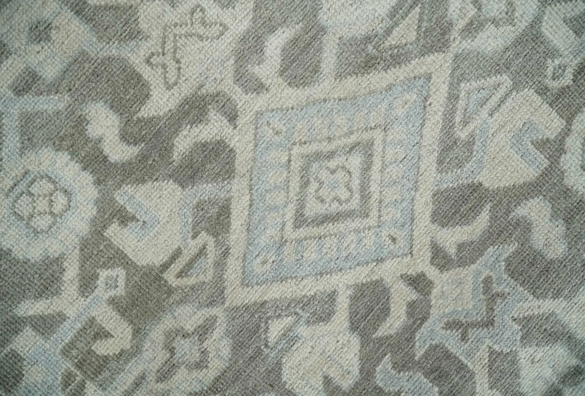 Hand Knotted Low Pile 8x10 Brown, Ivory and Blue Traditional Design Wool Area Rug - Image 4