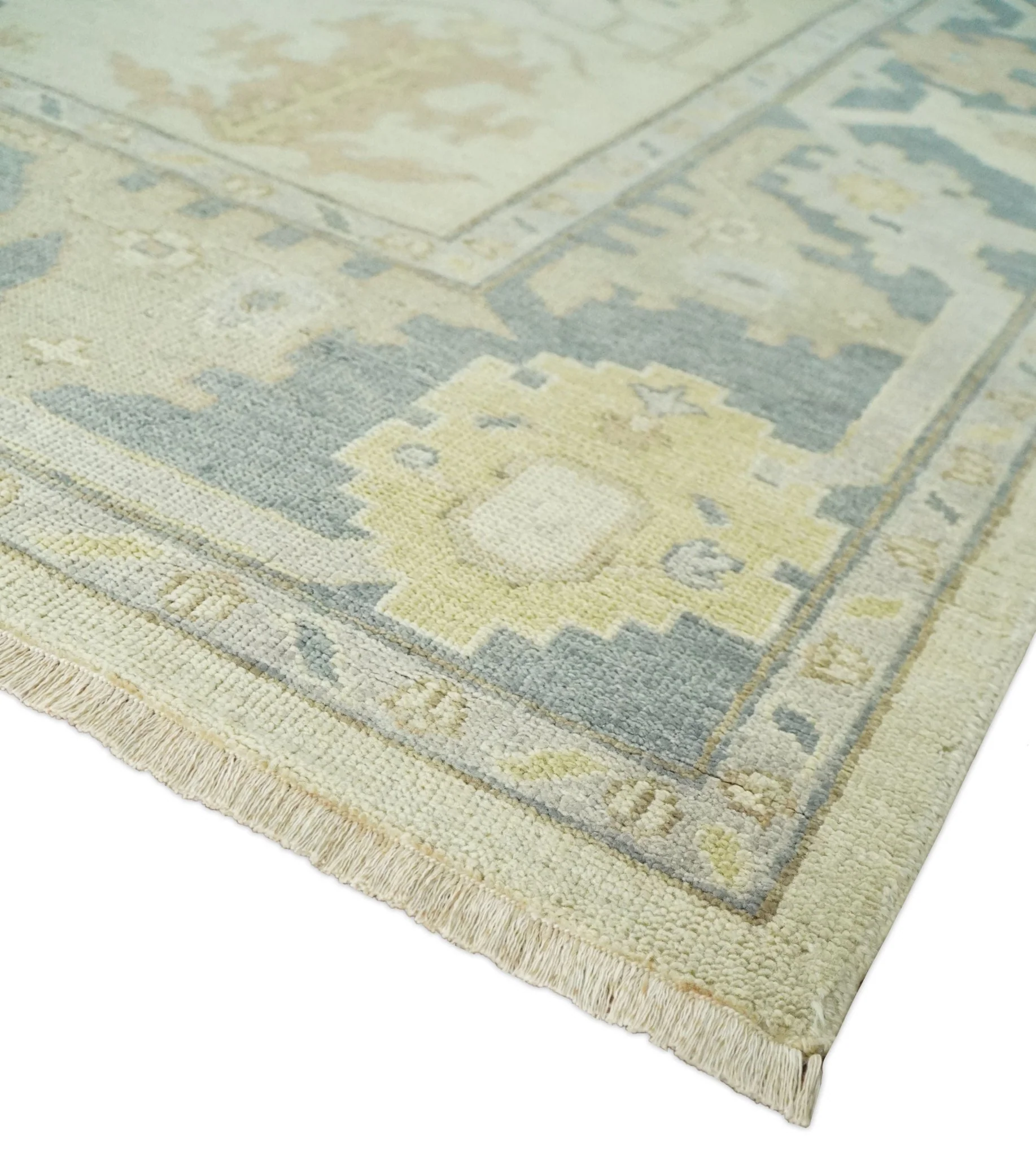 Ivory, Beige and Gray 8x10, 6x9, 4x6 Hand Knotted Traditional Persian Oushak Wool Rug | AC4 - Image 4