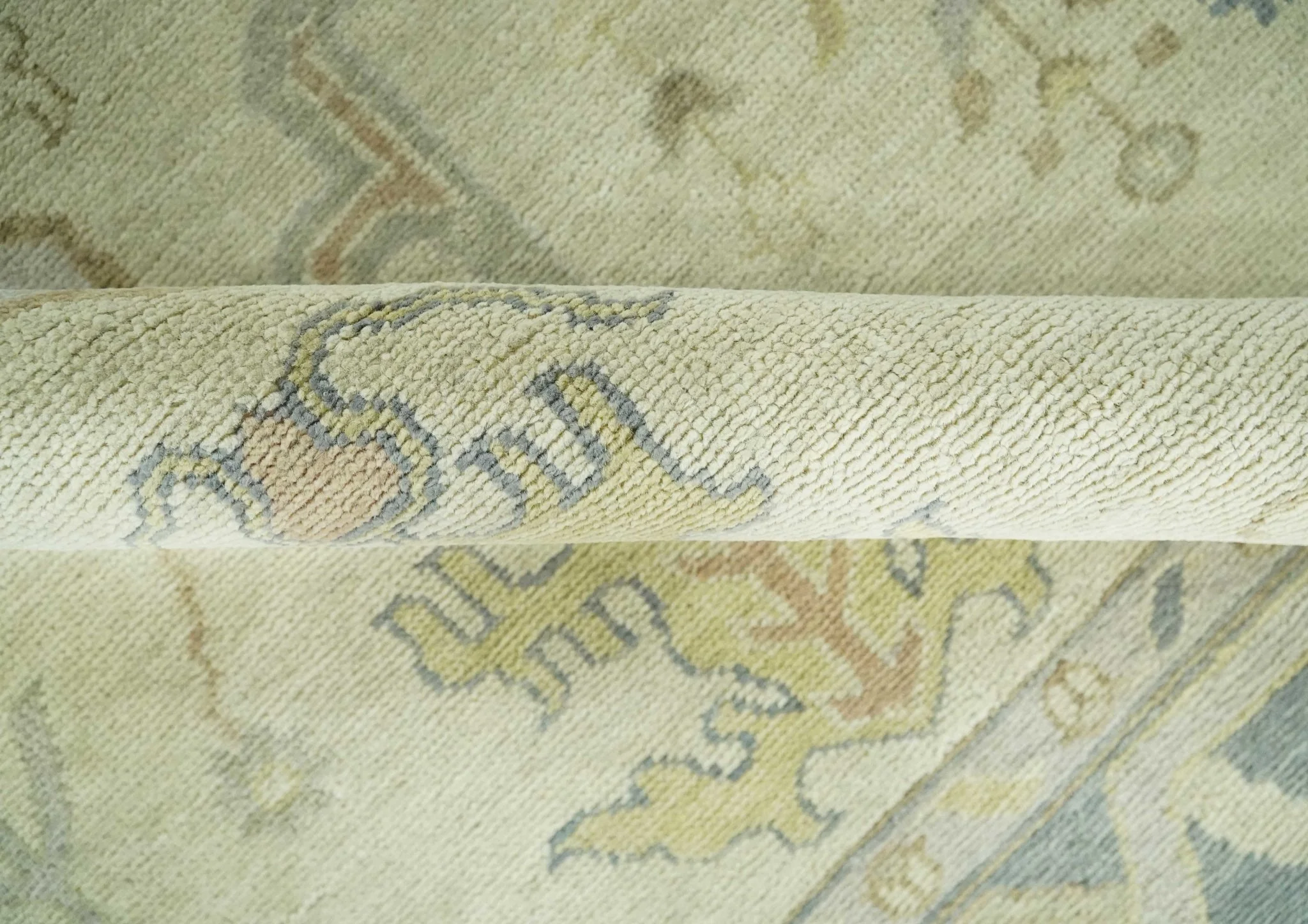 Ivory, Beige and Gray 8x10, 6x9, 4x6 Hand Knotted Traditional Persian Oushak Wool Rug | AC4 - Image 5