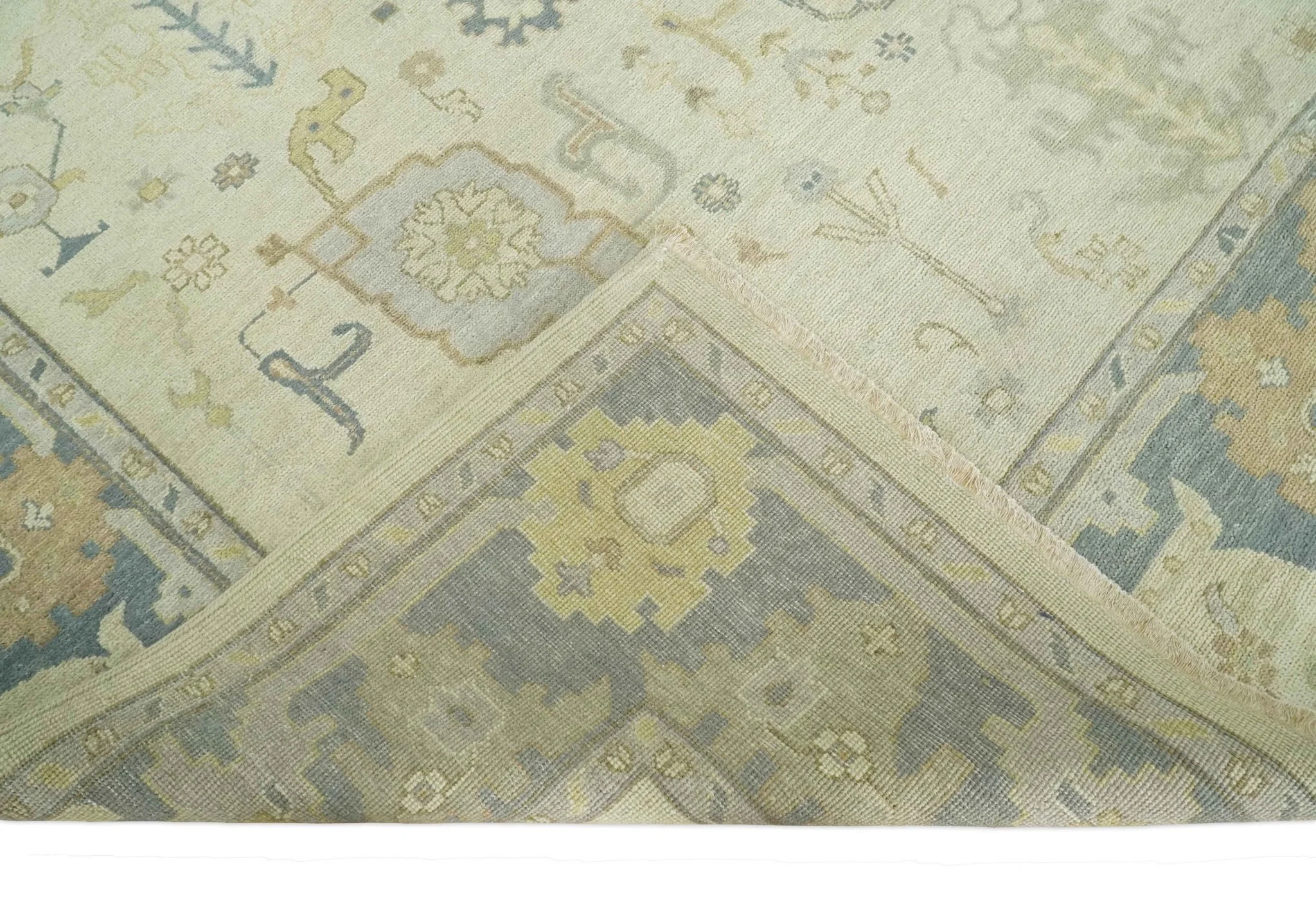 Ivory, Beige and Gray 8x10, 6x9, 4x6 Hand Knotted Traditional Persian Oushak Wool Rug | AC4 - Image 6