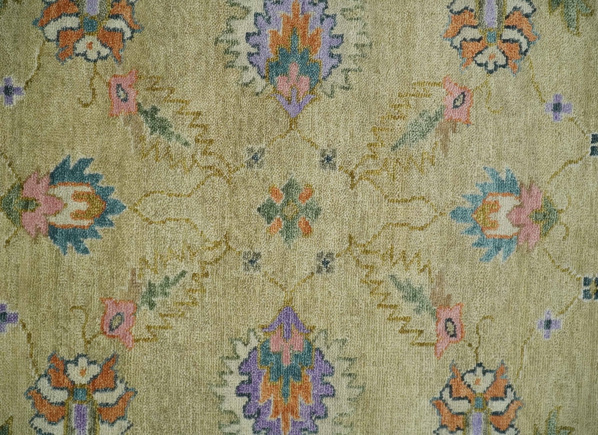 8x10 Hand Knotted  Brown and Olive Traditional Vintage Persian Oushak Antique Wool Rug | TRDCP962810 - Image 10