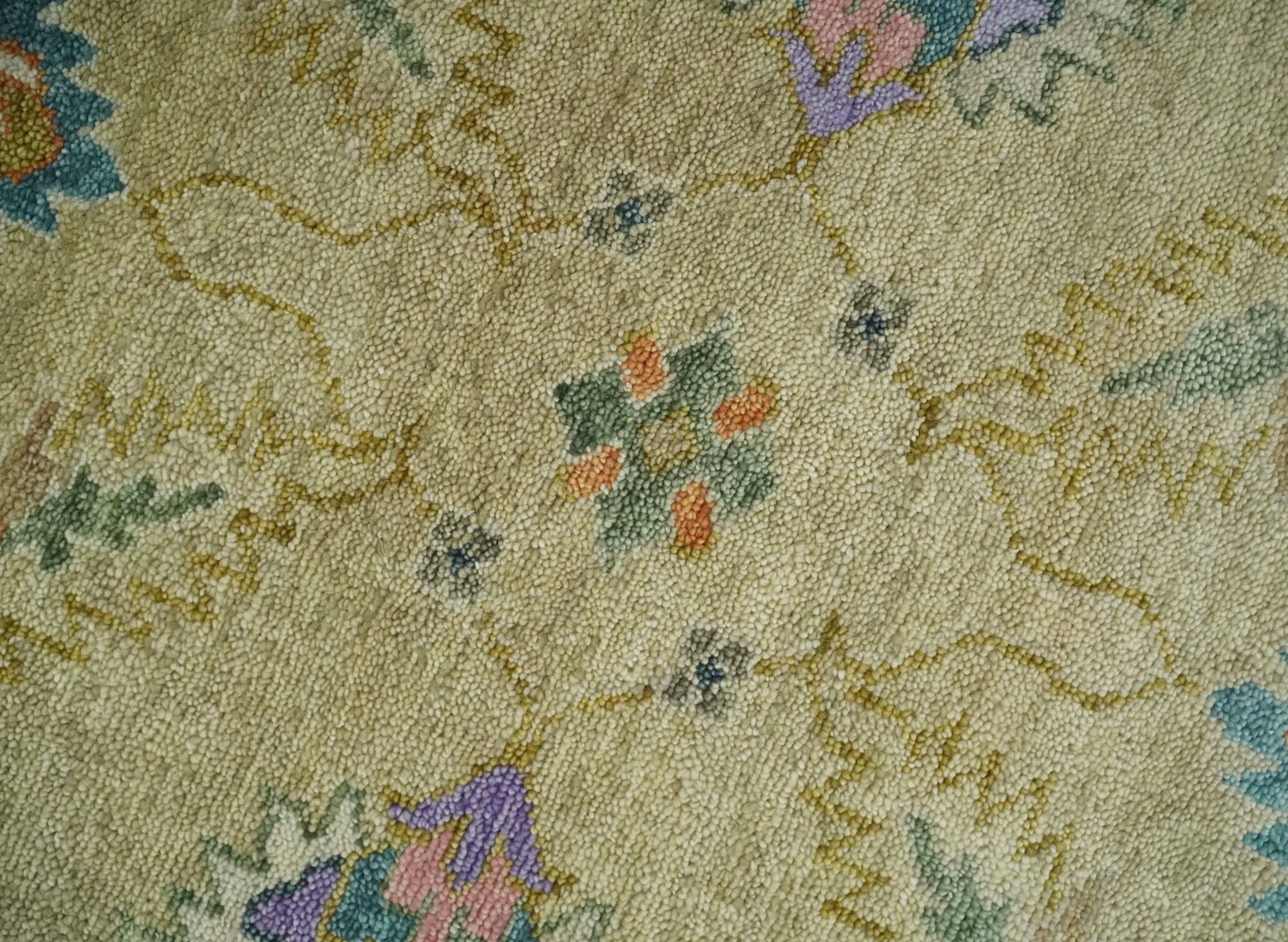 8x10 Hand Knotted  Brown and Olive Traditional Vintage Persian Oushak Antique Wool Rug | TRDCP962810 - Image 4