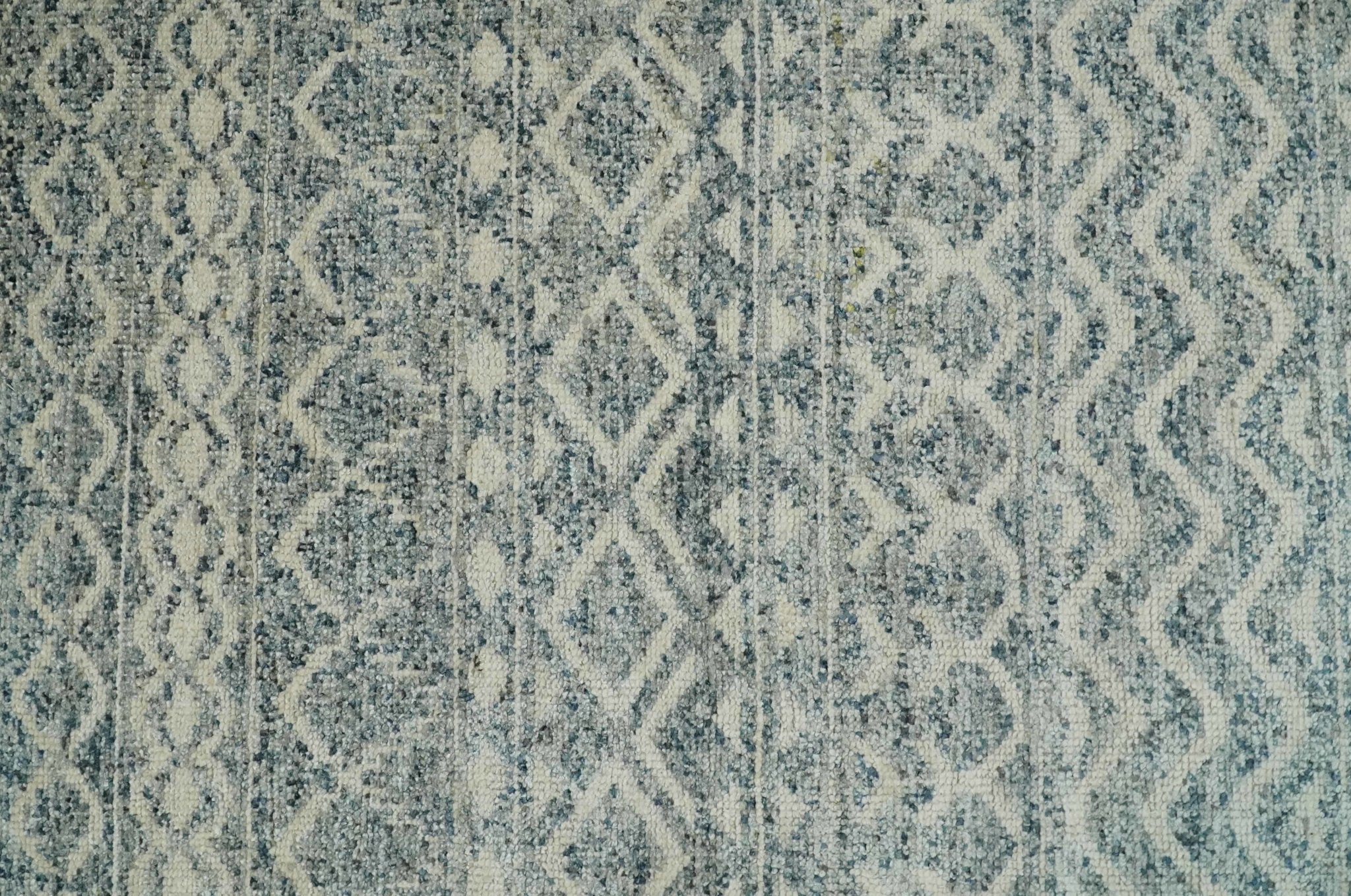8x10 Hand Knotted Beige, Gray and Blue Modern Contemporary Southwestern Tribal Trellis Recycled Silk Area Rug | OP44 - Image 12