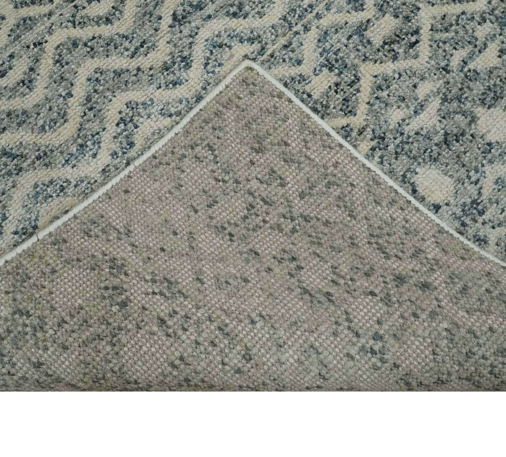 8x10 Hand Knotted Beige, Gray and Blue Modern Contemporary Southwestern Tribal Trellis Recycled Silk Area Rug | OP44 - Image 7