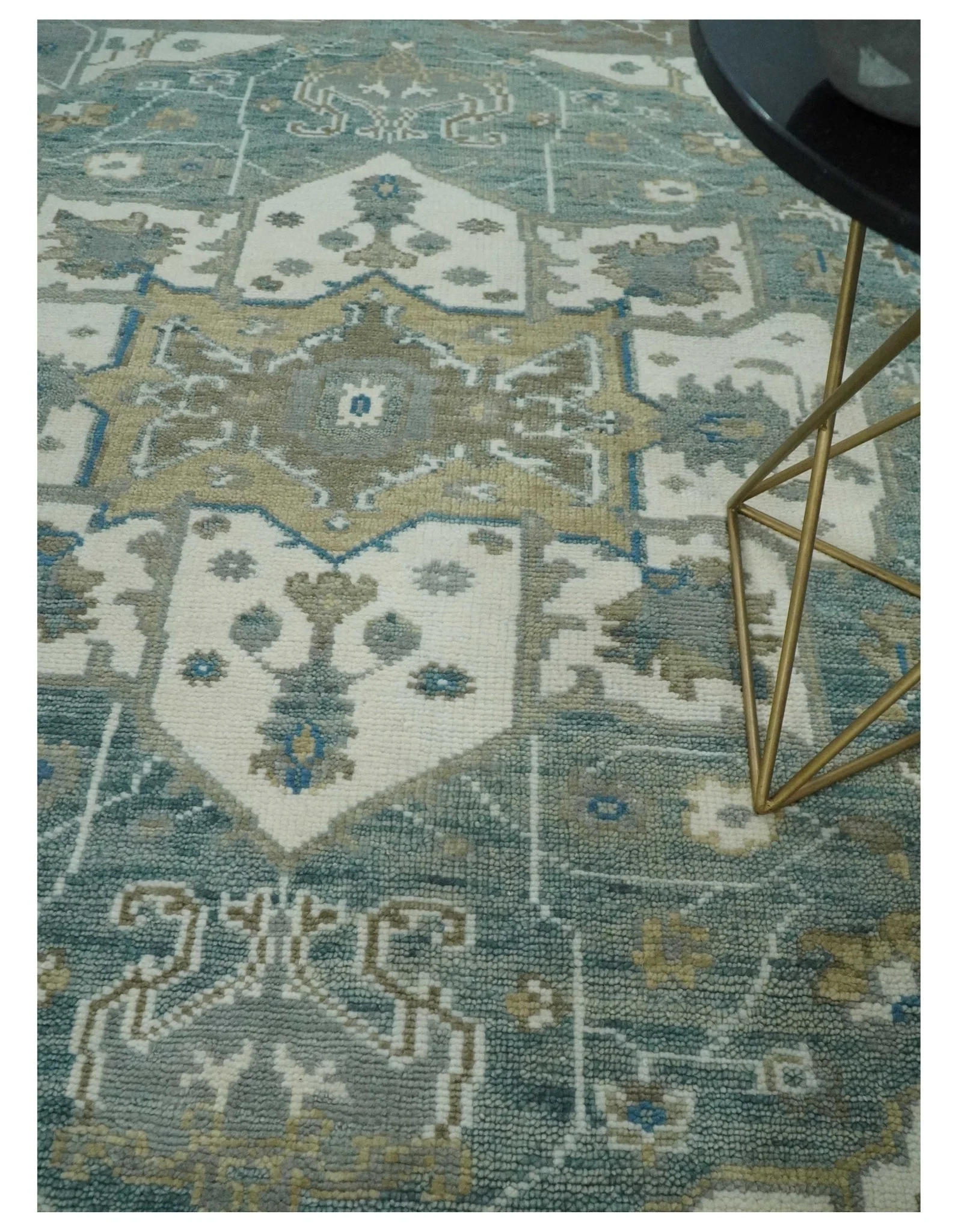 8x10 Hand Knotted Beige, Ivory and Gray Traditional Turkish Design Wool Area Rug - Image 2