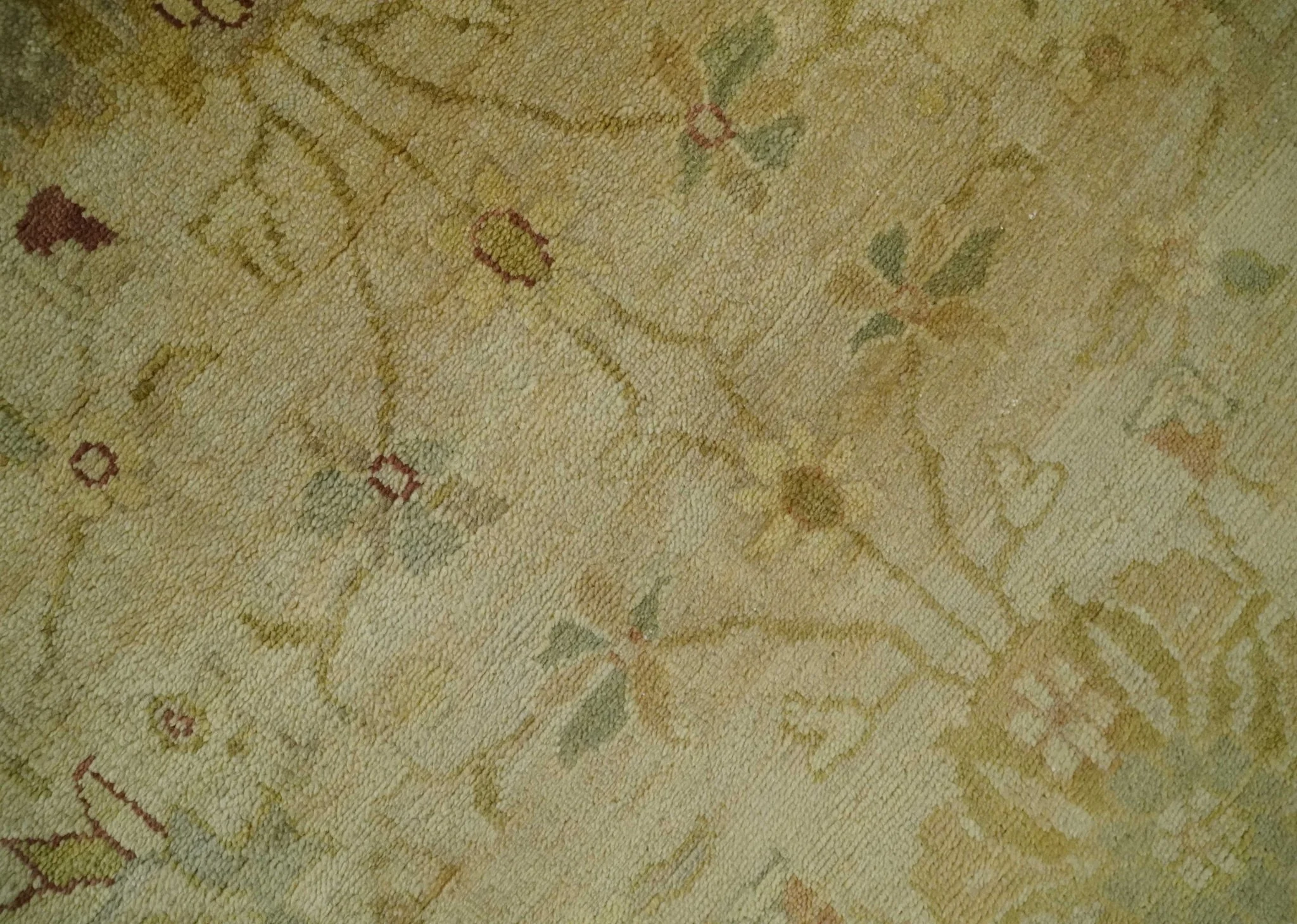 Antique Style 8x10 Hand Knotted Beige, Olive and Brown Traditional Oushak Wool Rug - Image 4