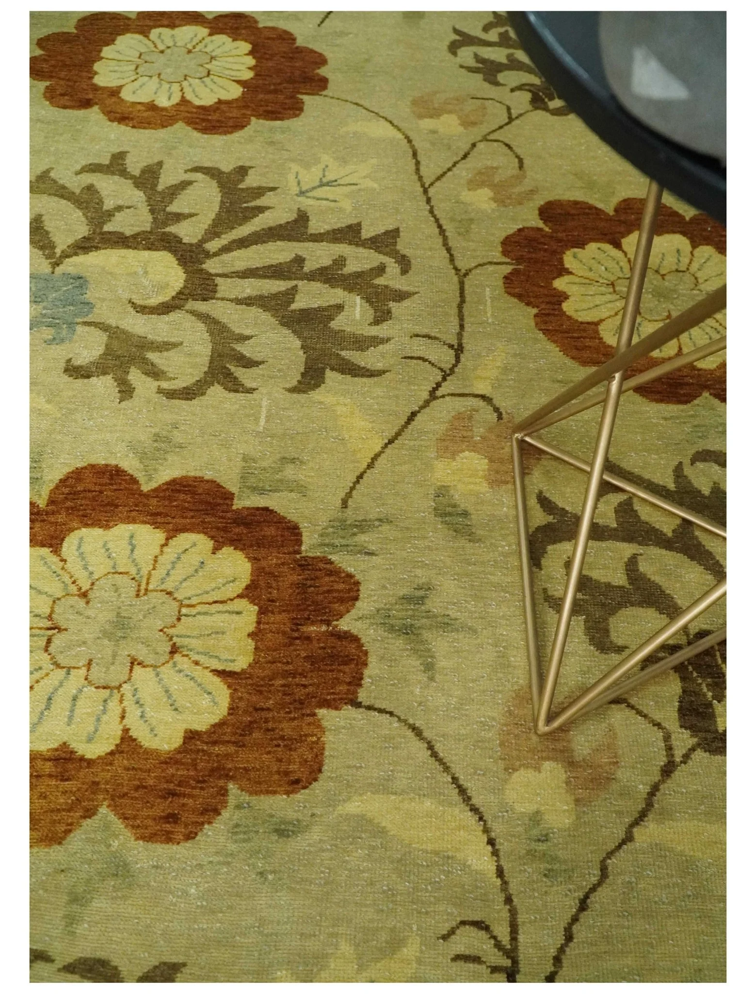 Antique Turkish Floral 8x10, 6x9, 4x6 and 2.6x10 Hand Knotted Beige, Olive and Rust Floral Persian Rug | AC5 - Image 2