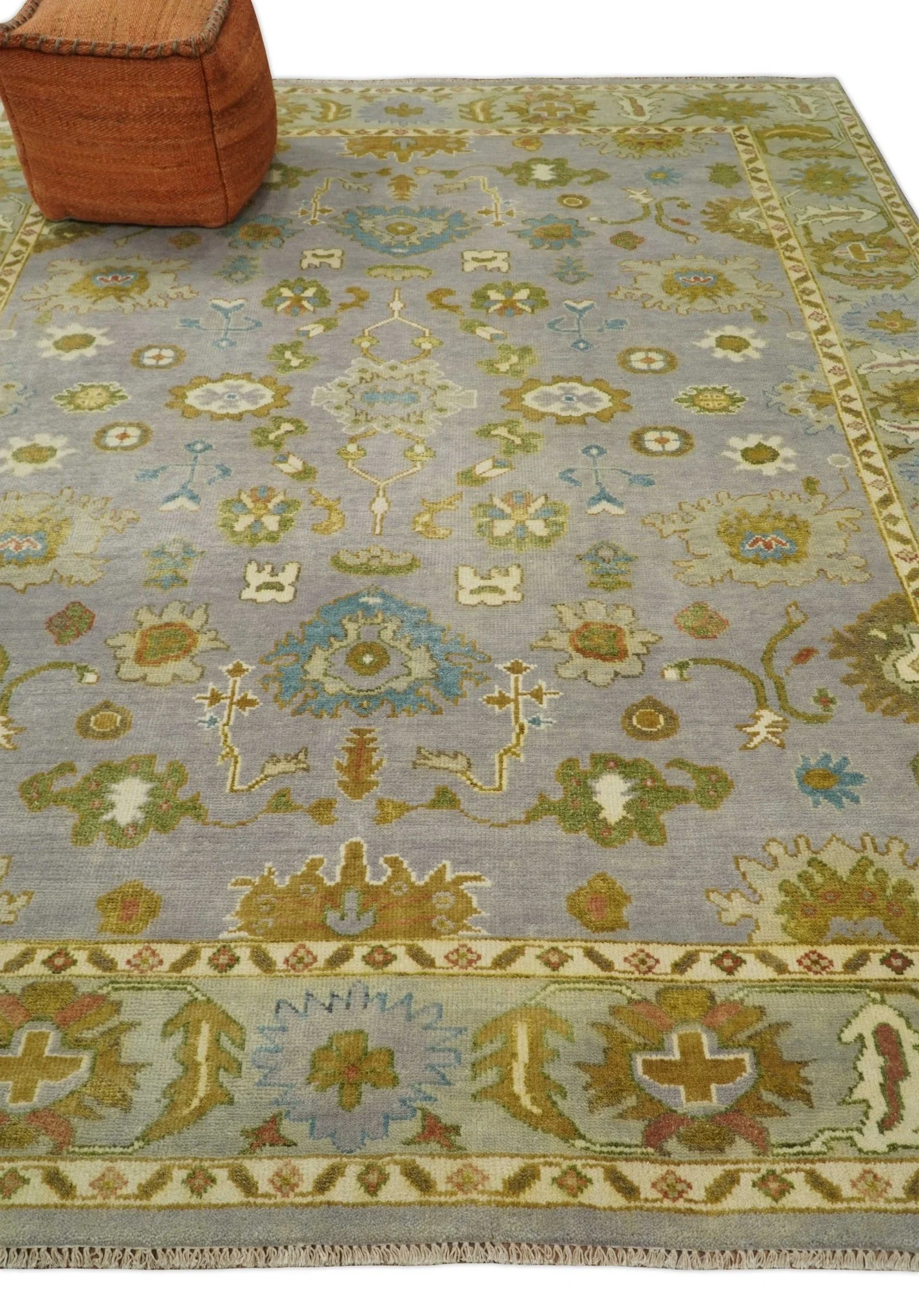 Antique Moss 8x10 Hand Knotted Silver and Green Traditional Persian Antique Wool Rug | TRDCP766810 - Image 3