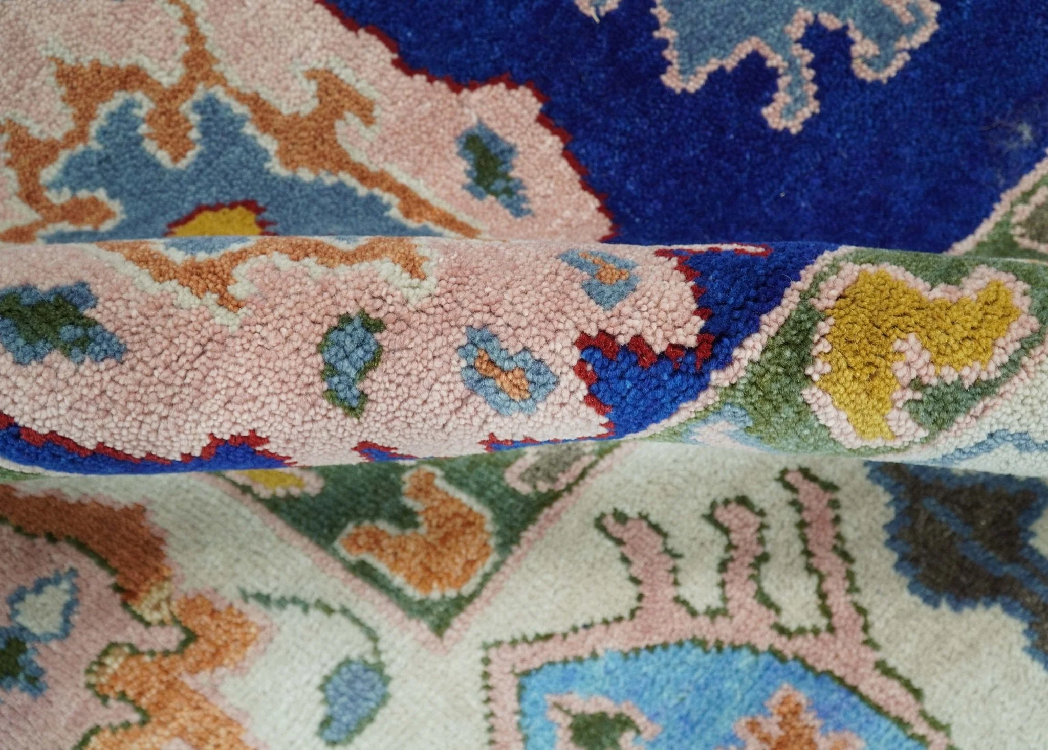Vibrant 8x10 Hand Knotted Blue and Ivory Traditional Persian Eclectic Colorful Wool Rug | TRDCP776810 - Image 7
