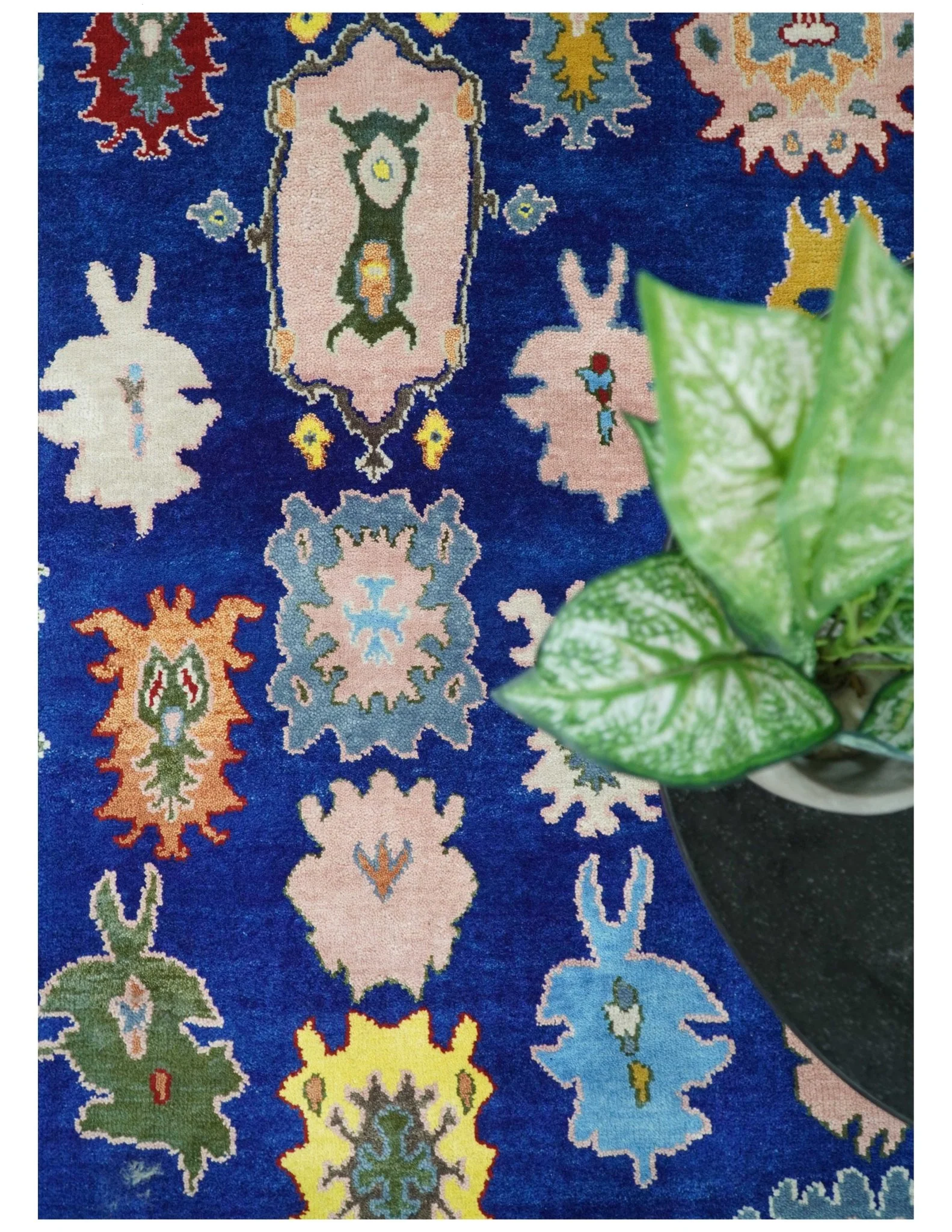 Vibrant 8x10 Hand Knotted Blue and Ivory Traditional Persian Eclectic Colorful Wool Rug | TRDCP776810 - Image 8