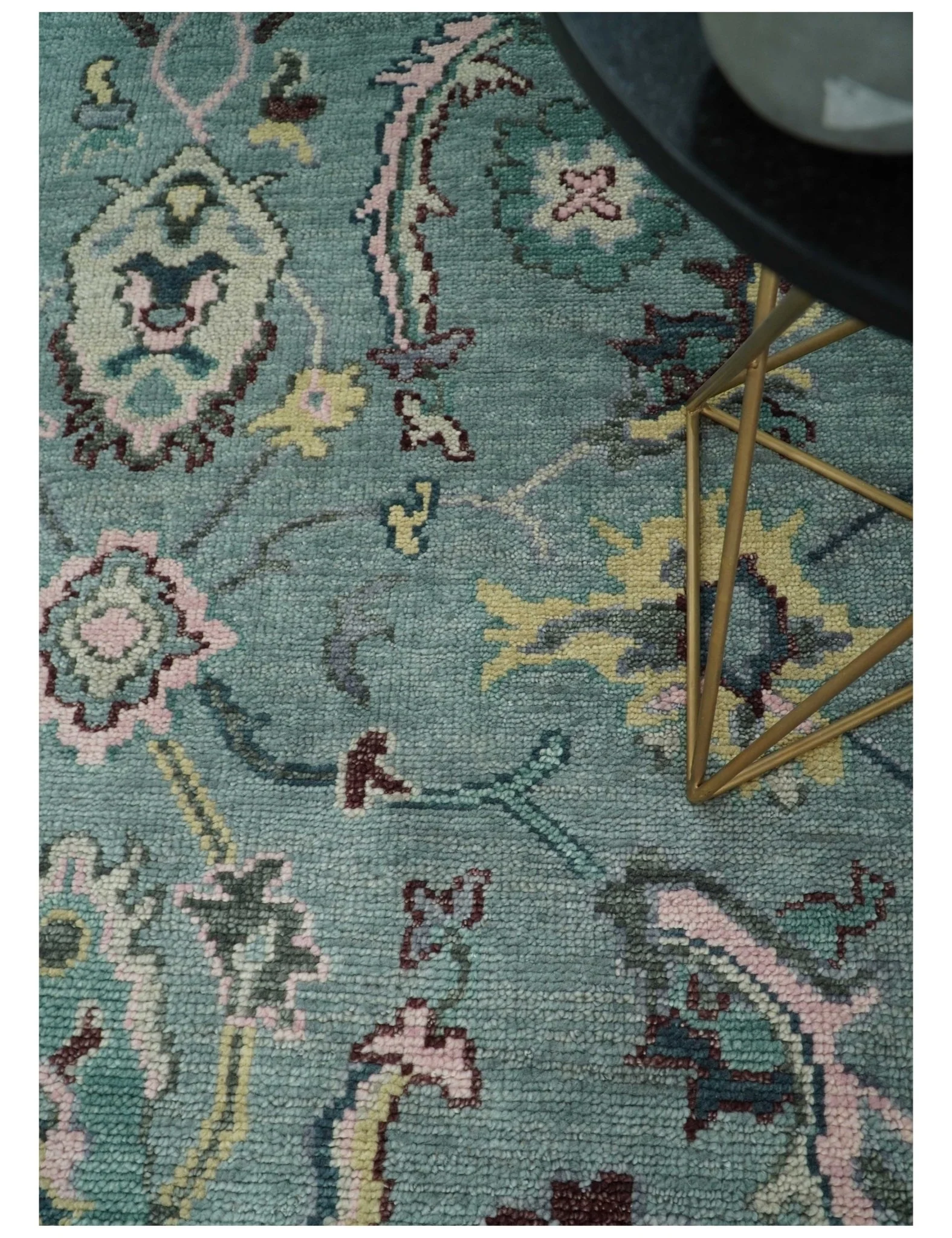 8x10 Hand Knotted Blue Green and Pink Traditional Persian Vintage Wool Rug | TRDCP771810 - Image 2