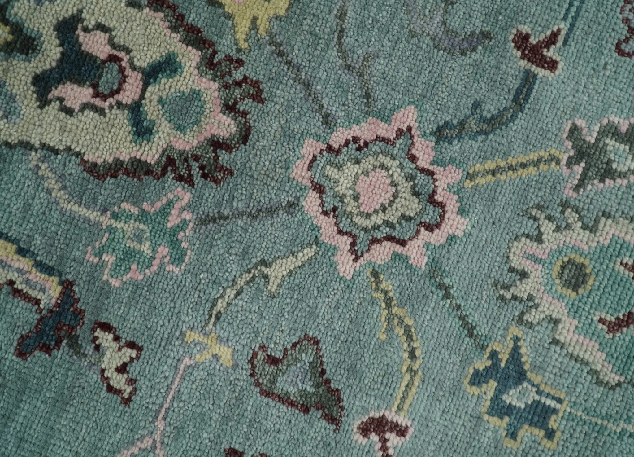 8x10 Hand Knotted Blue Green and Pink Traditional Persian Vintage Wool Rug | TRDCP771810 - Image 6