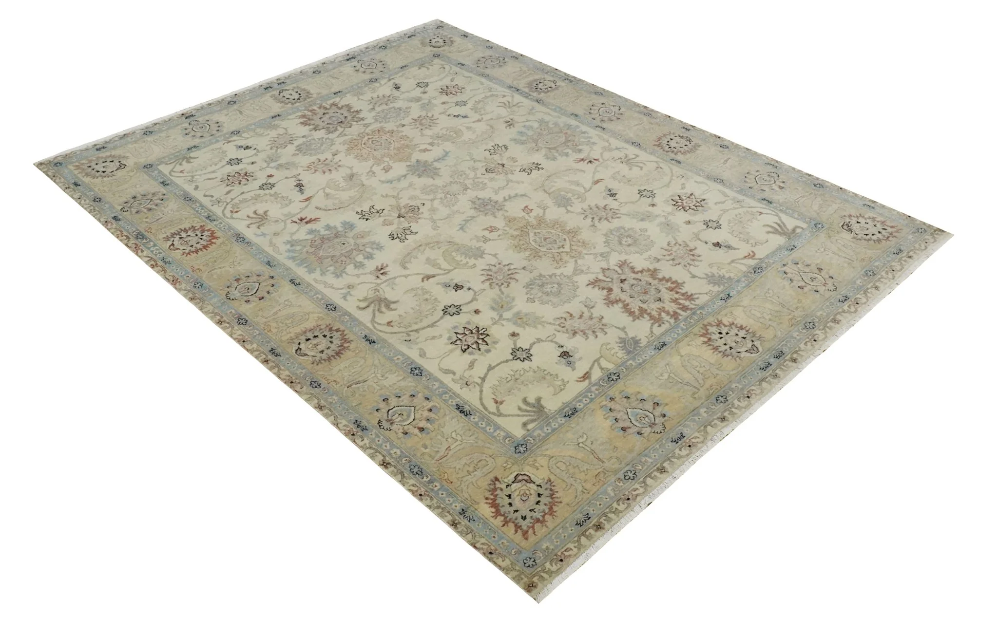 Antique Fine 8x10 Hand Knotted Ivory and Beige Traditional Vintage Persian Wool Rug | TRDCP717 - Image 10