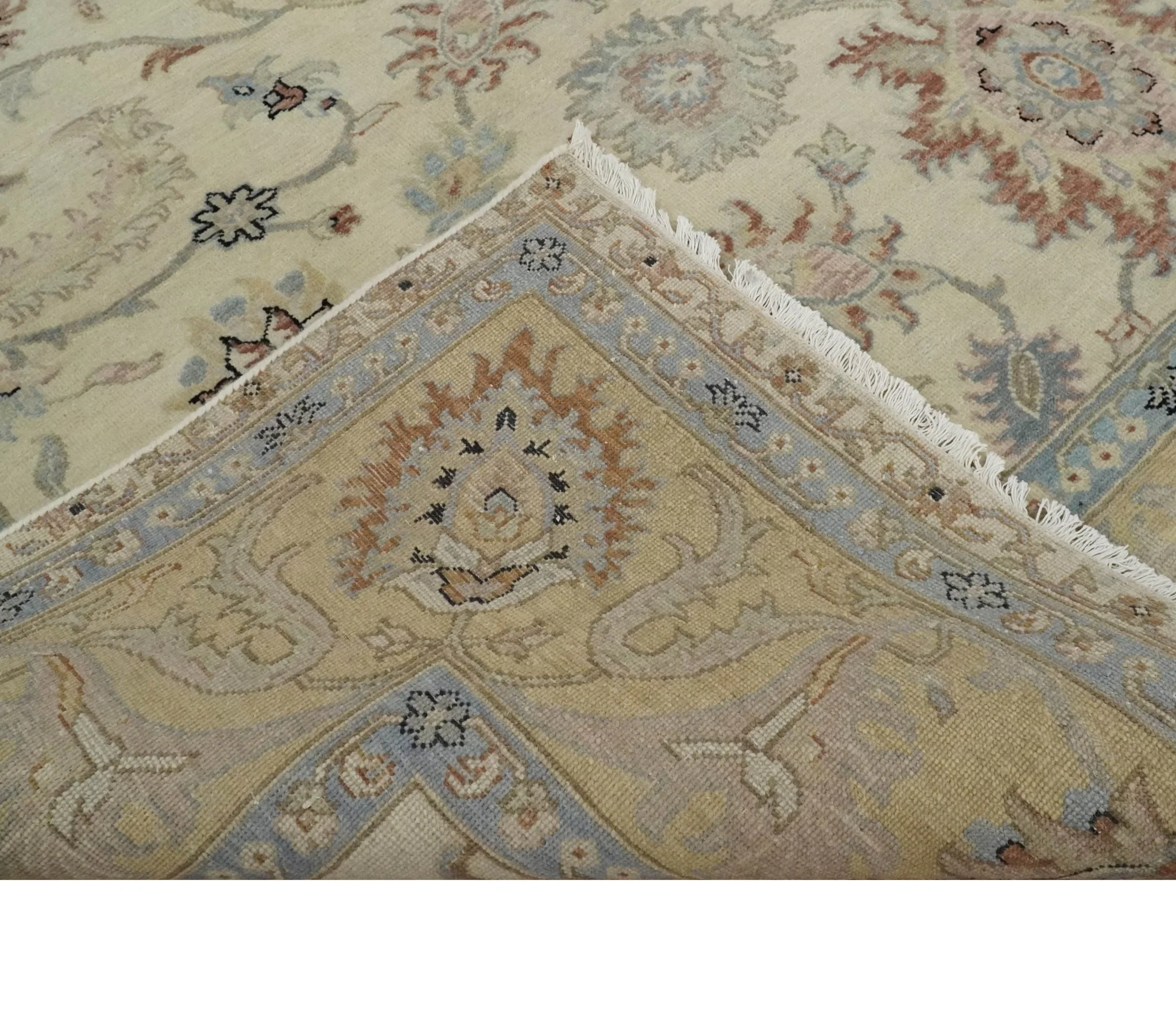 Antique Fine 8x10 Hand Knotted Ivory and Beige Traditional Vintage Persian Wool Rug | TRDCP717 - Image 4