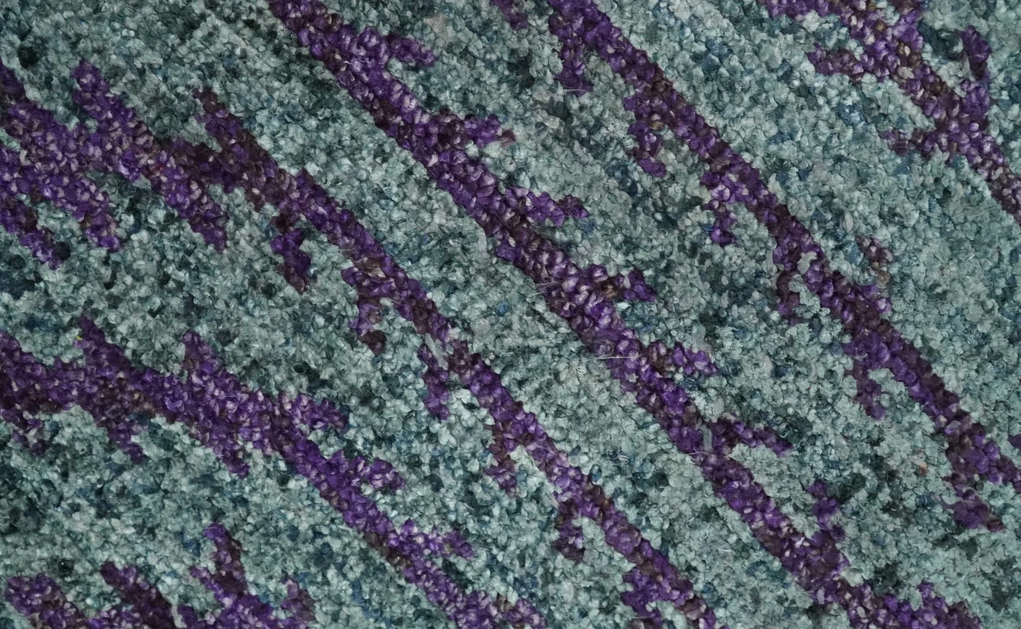 5x8 and 8x10 Hand Knotted  Blue, Gray and Purple Modern Contemporary Southwestern Tribal Trellis Recycled Silk Area Rug | OP32 - Image 4