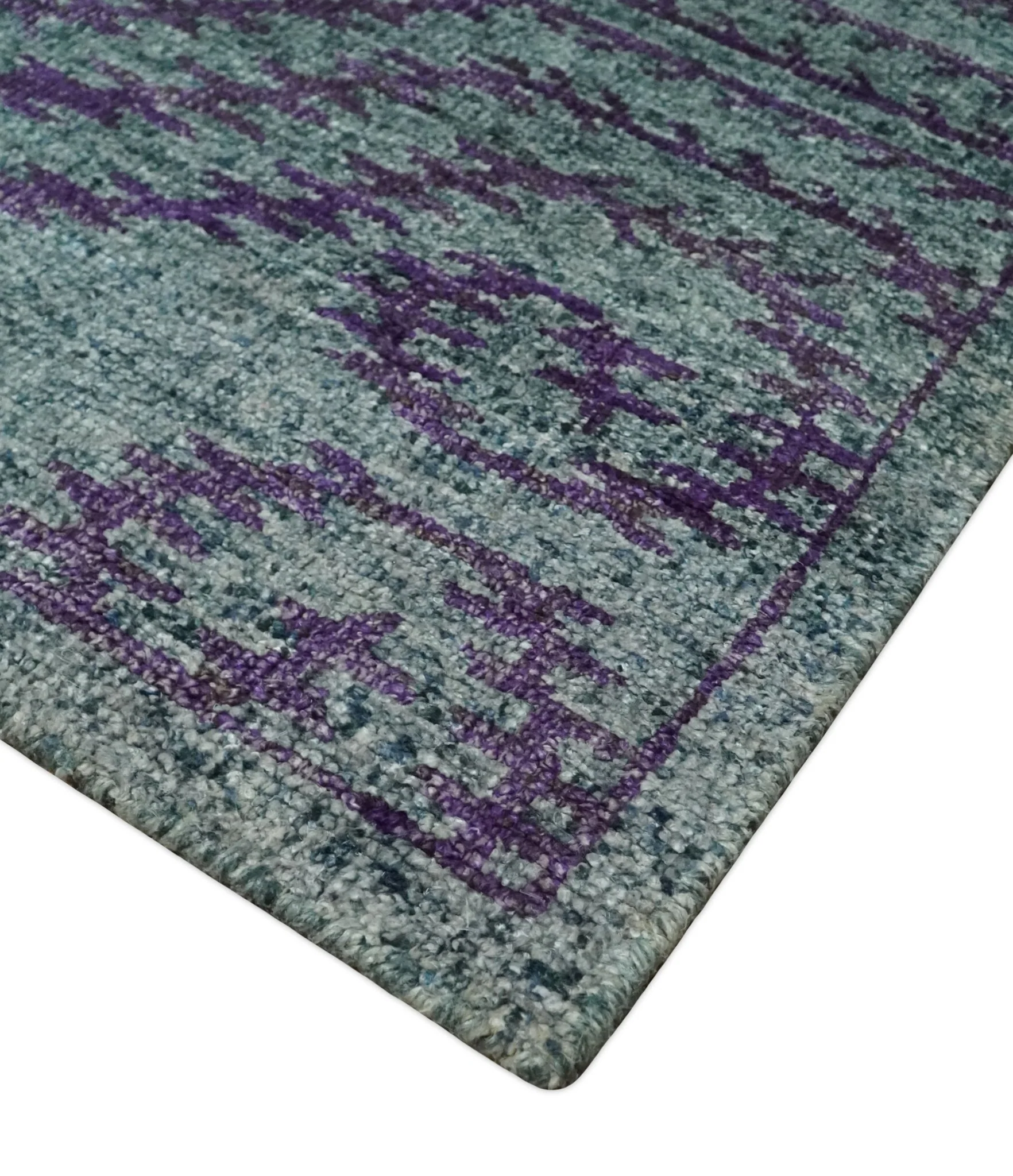 5x8 and 8x10 Hand Knotted  Blue, Gray and Purple Modern Contemporary Southwestern Tribal Trellis Recycled Silk Area Rug | OP32 - Image 6