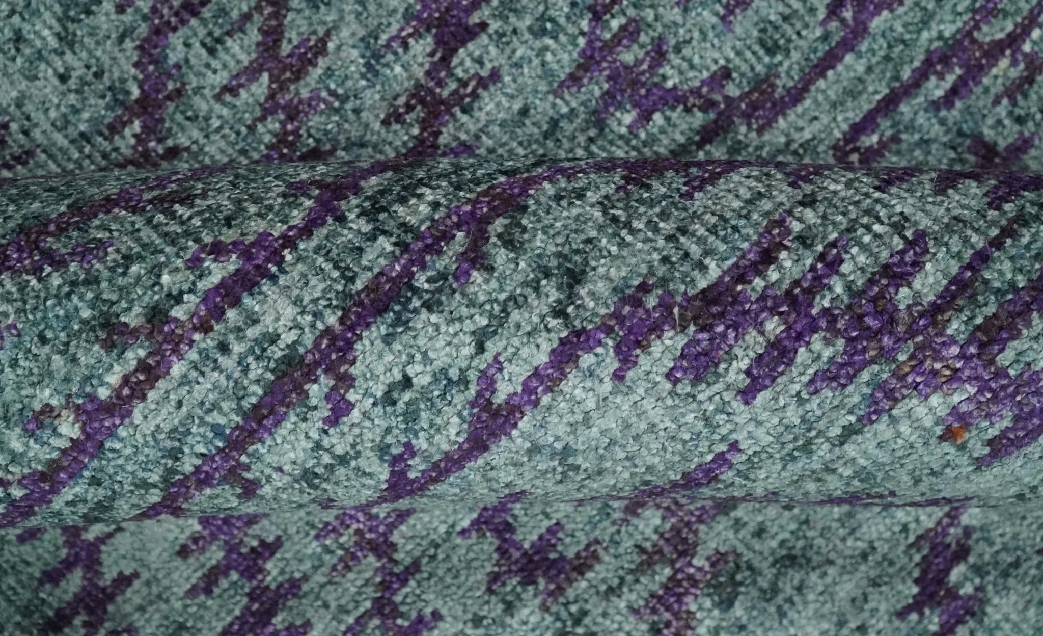 5x8 and 8x10 Hand Knotted  Blue, Gray and Purple Modern Contemporary Southwestern Tribal Trellis Recycled Silk Area Rug | OP32 - Image 7