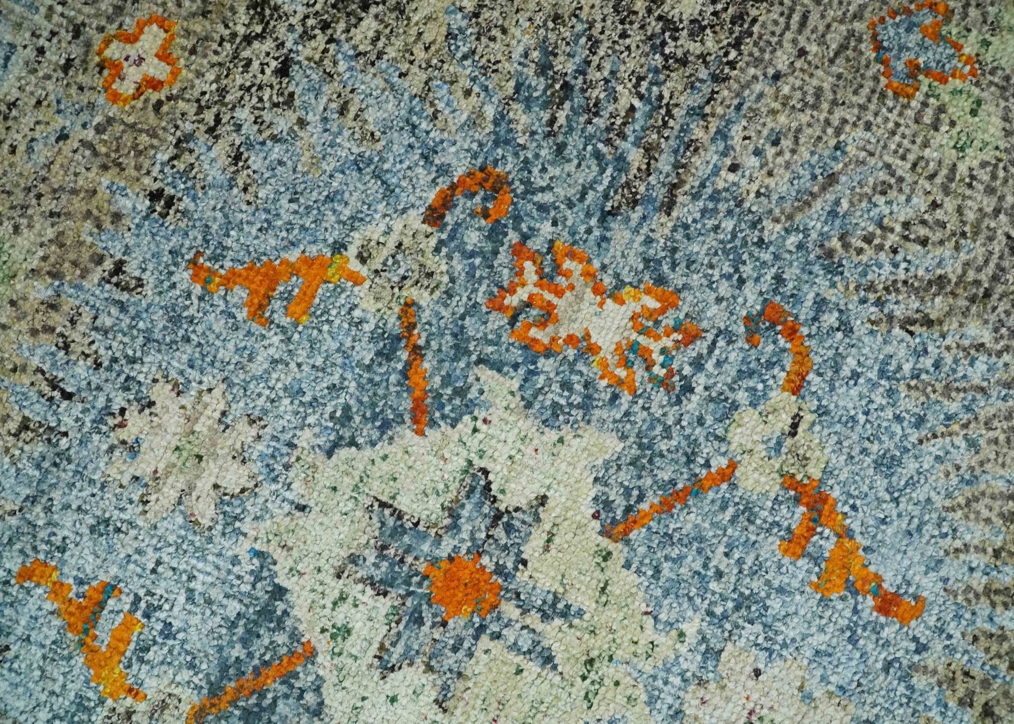8x10 Hand Knotted Blue, Silver and Beige Antique Persian Style Contemporary Recycled Silk Area Rug | OP30 - Image 4