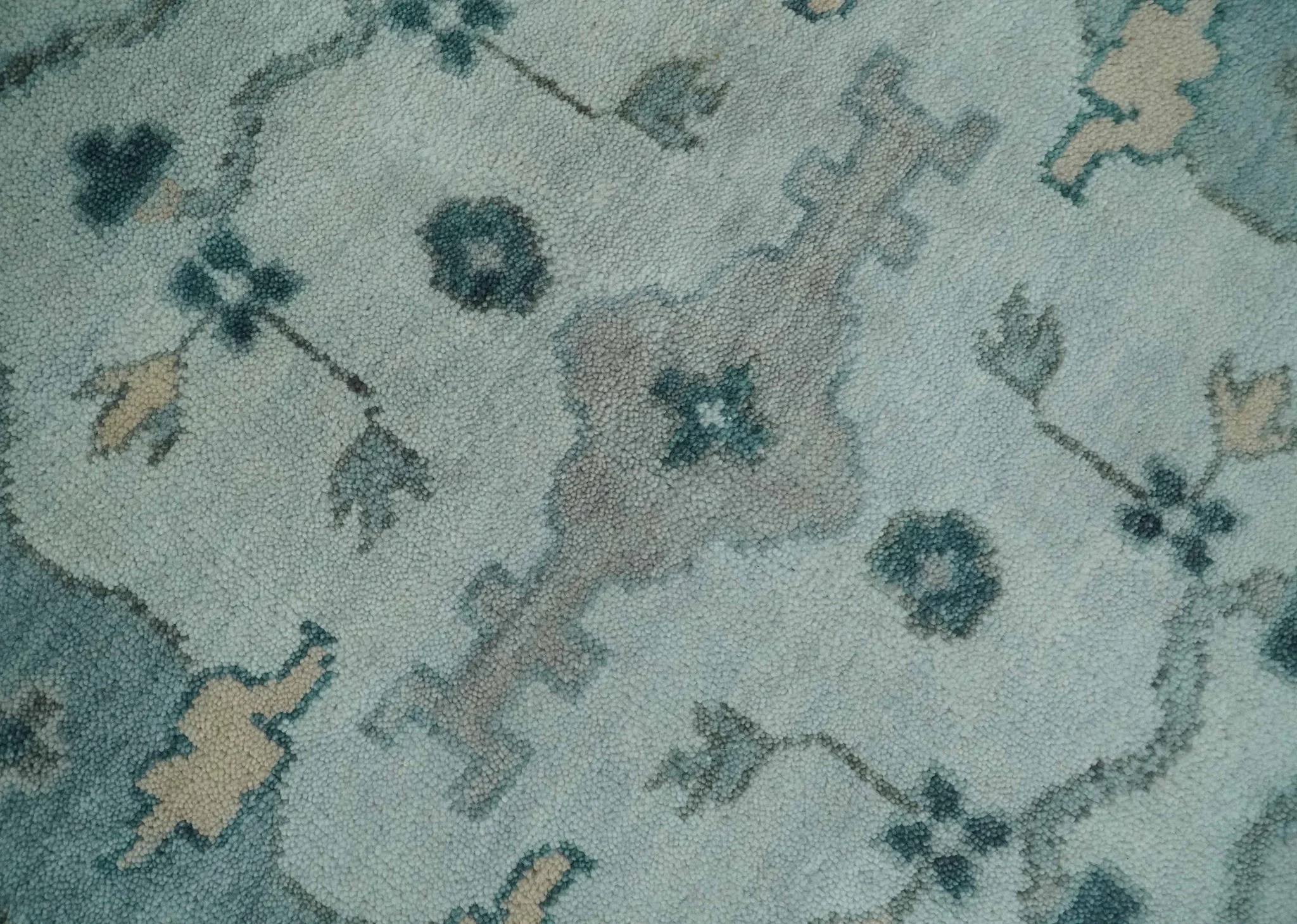Silver Oushak 8x10 Hand Knotted Blue, Silver and gray Persian Antique Wool Rug | TRDCP963810 - Image 4