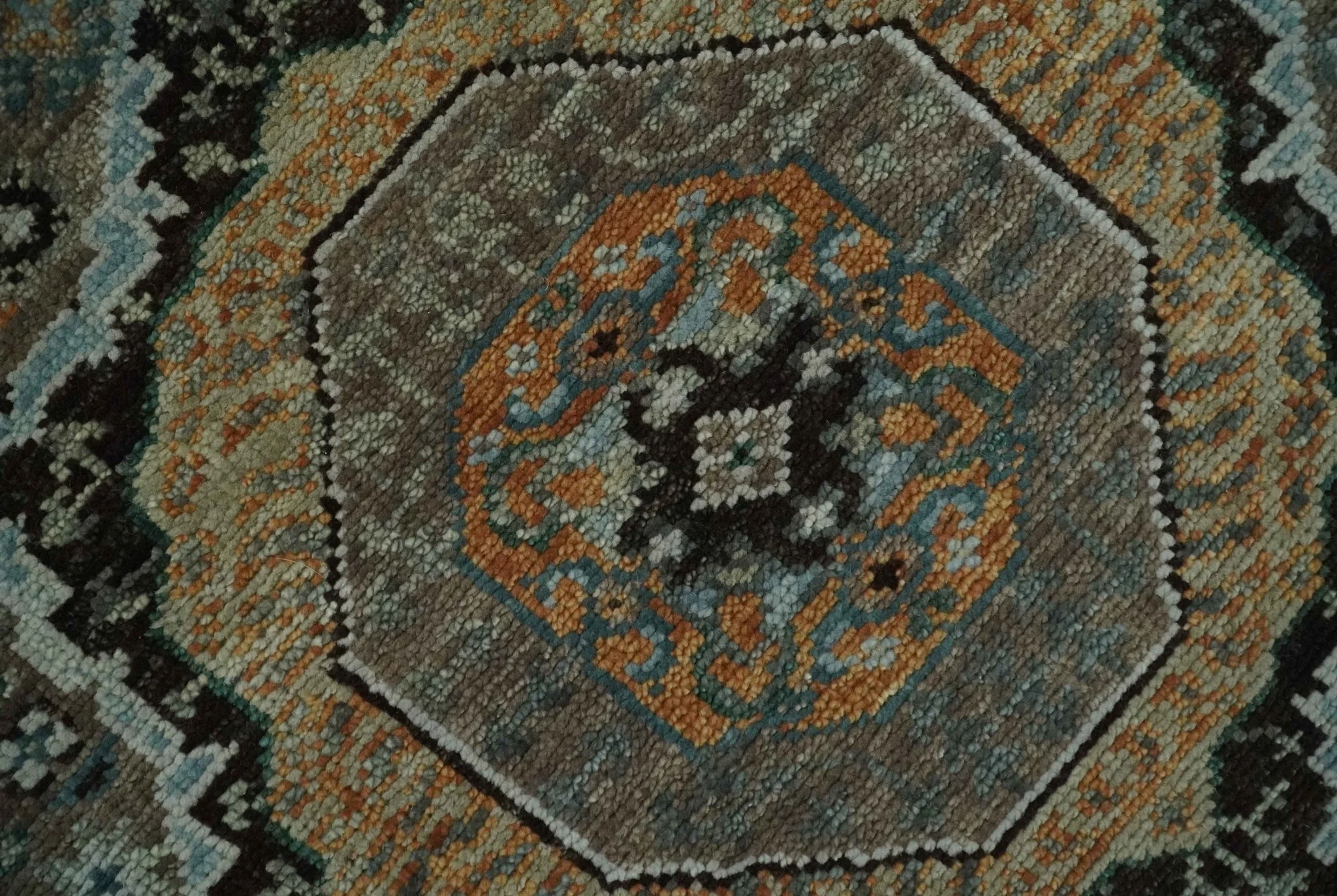 8x10 Hand Knotted Brown, Black and Silver Traditional Mamlook Design Wool Rug - Image 4