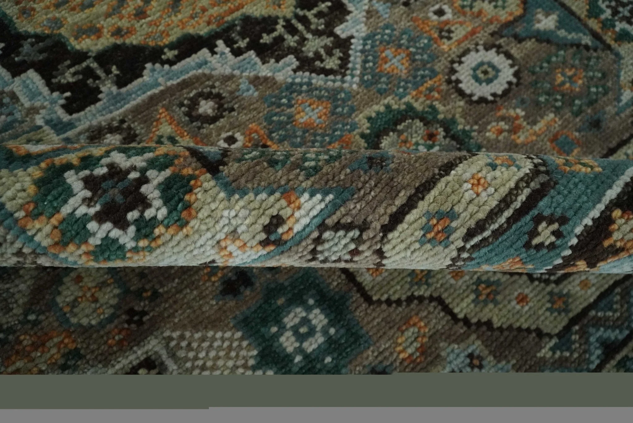 8x10 Hand Knotted Brown, Black and Silver Traditional Mamlook Design Wool Rug - Image 6