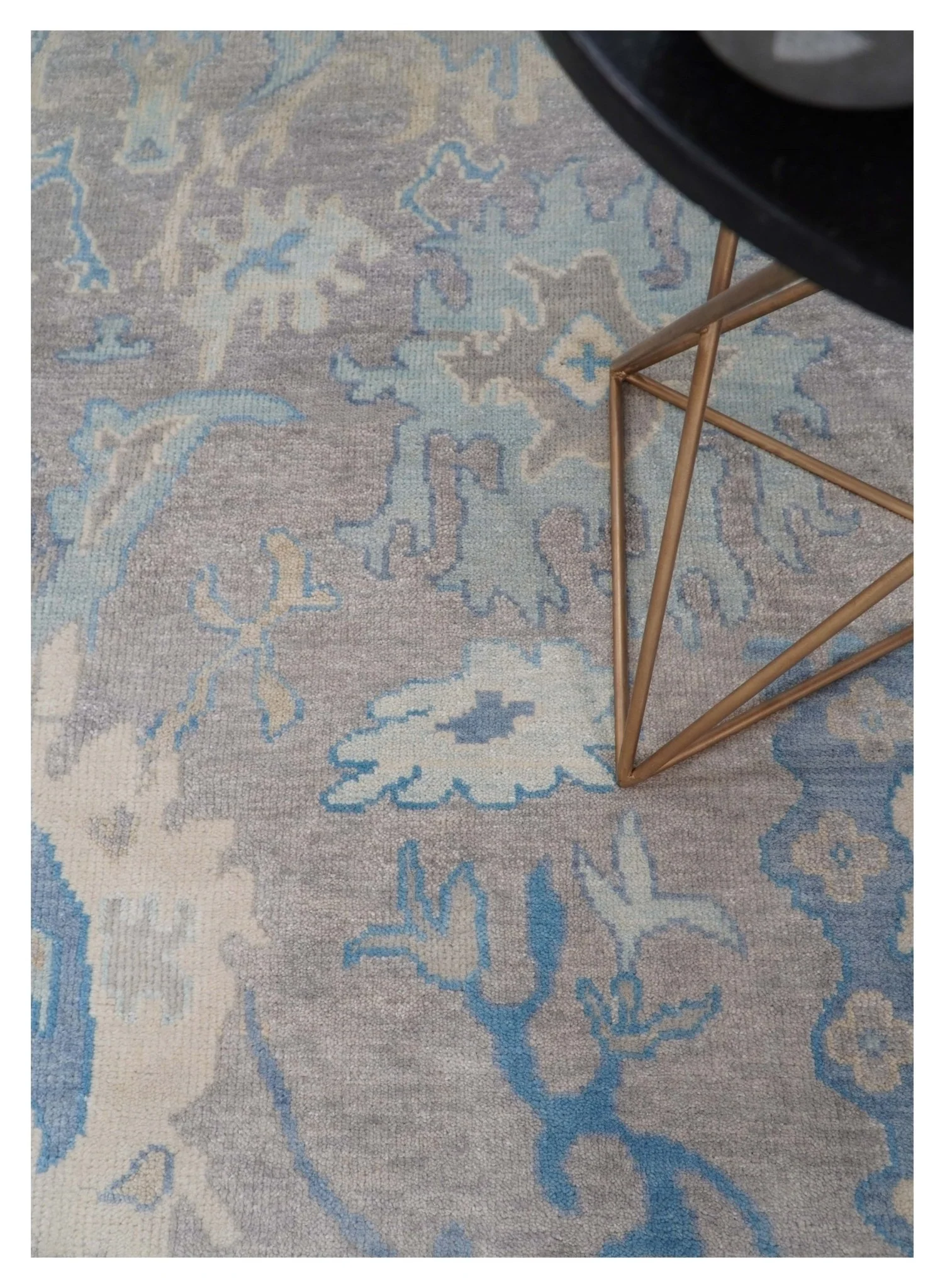 8x10 Hand Knotted Lavender Blue and Beige Traditional Persian Oushak Wool Rug | TRDCP761810 - Image 2
