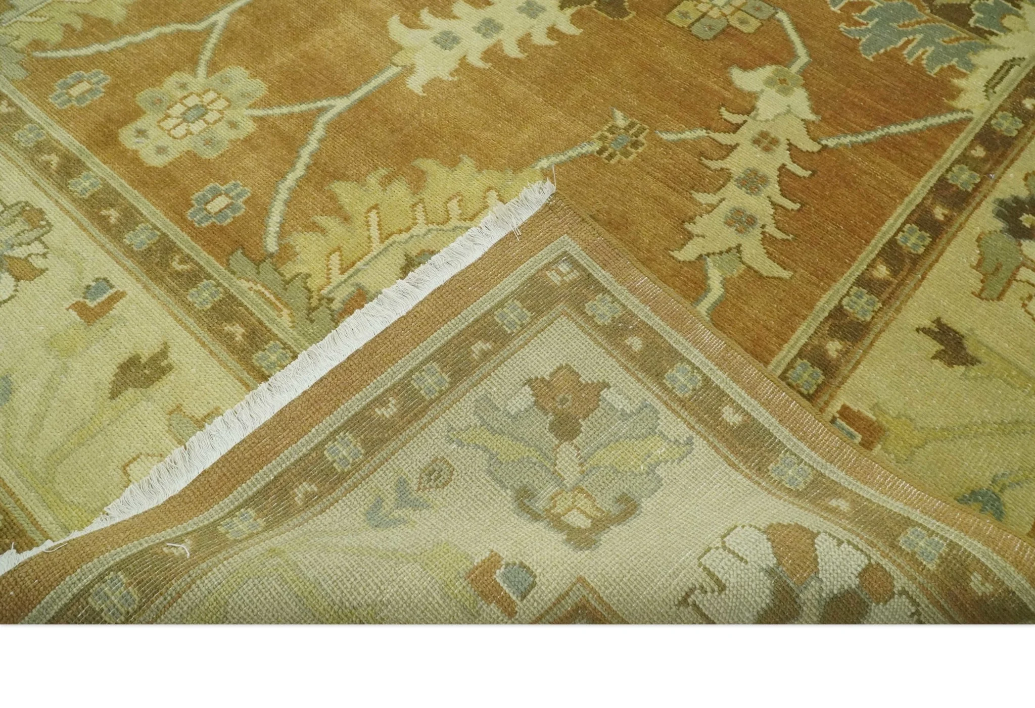 8x10 Hand Knotted Oushak Rust and Beige Traditional Antique Persian Area Rug | AC30810 - Image 6