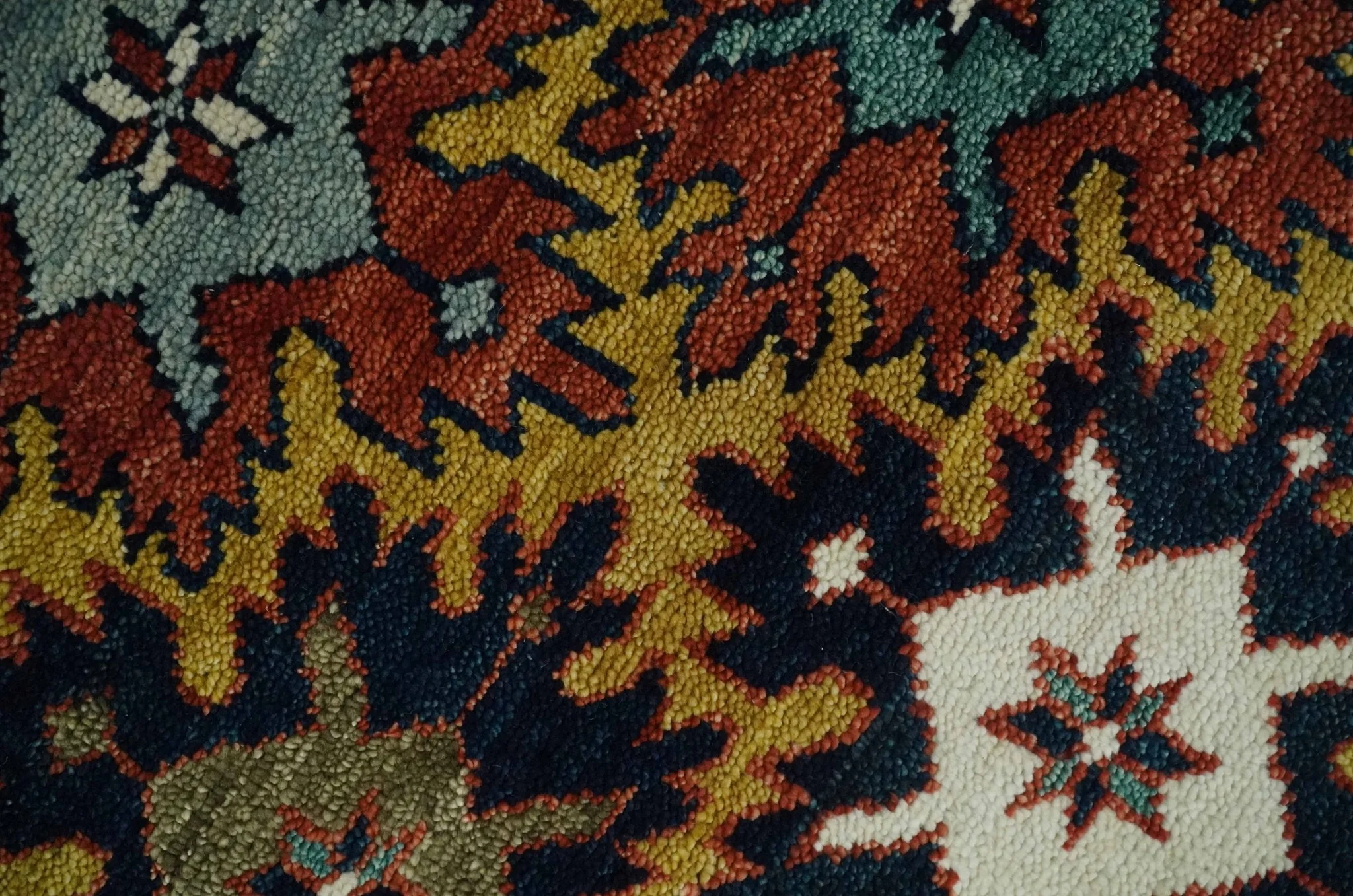 8x10 Hand Knotted Geometrical Rust, Black and Gold Floral Area Rug | TRDCP1368810 - Image 4