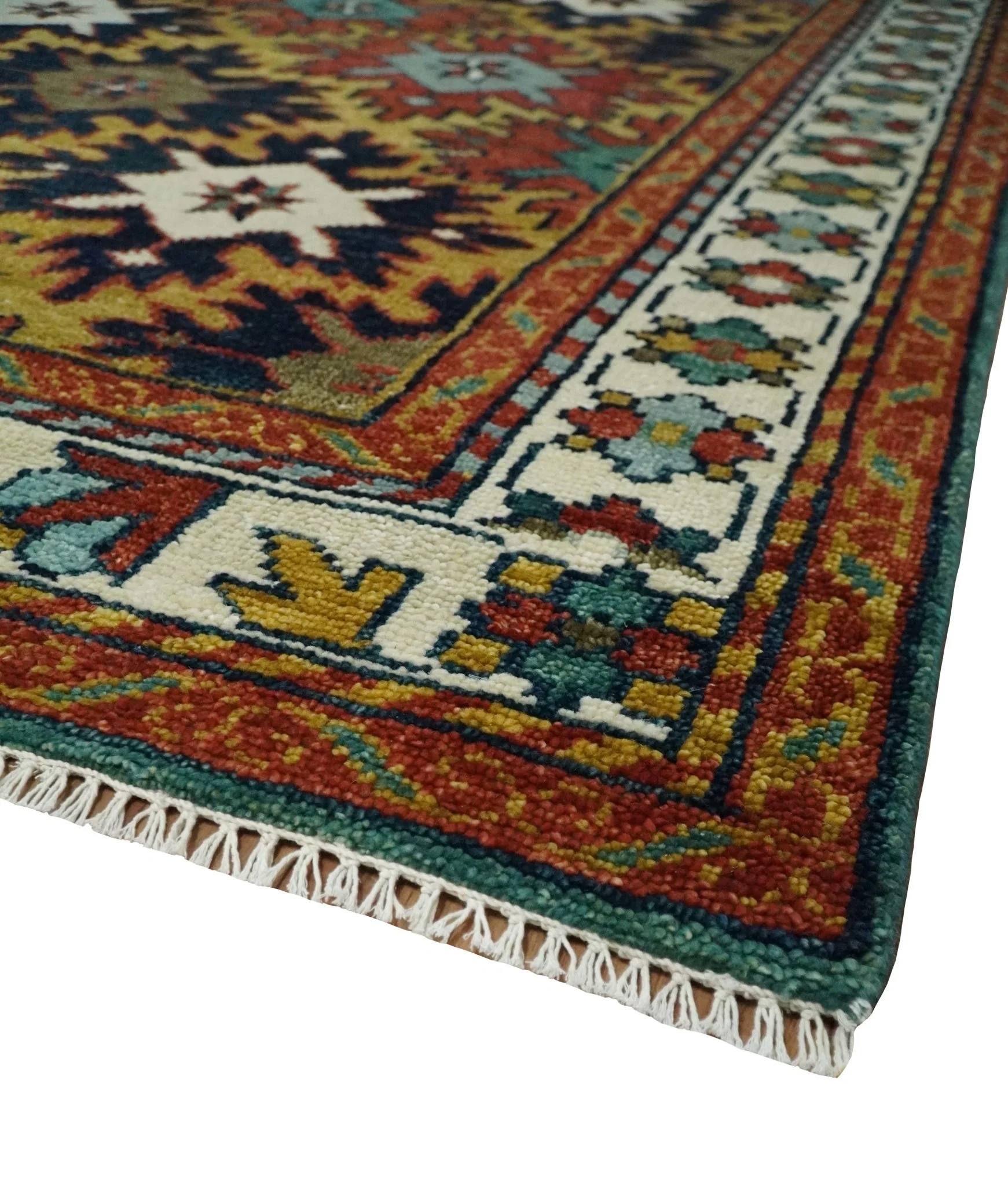8x10 Hand Knotted Geometrical Rust, Black and Gold Floral Area Rug | TRDCP1368810 - Image 5