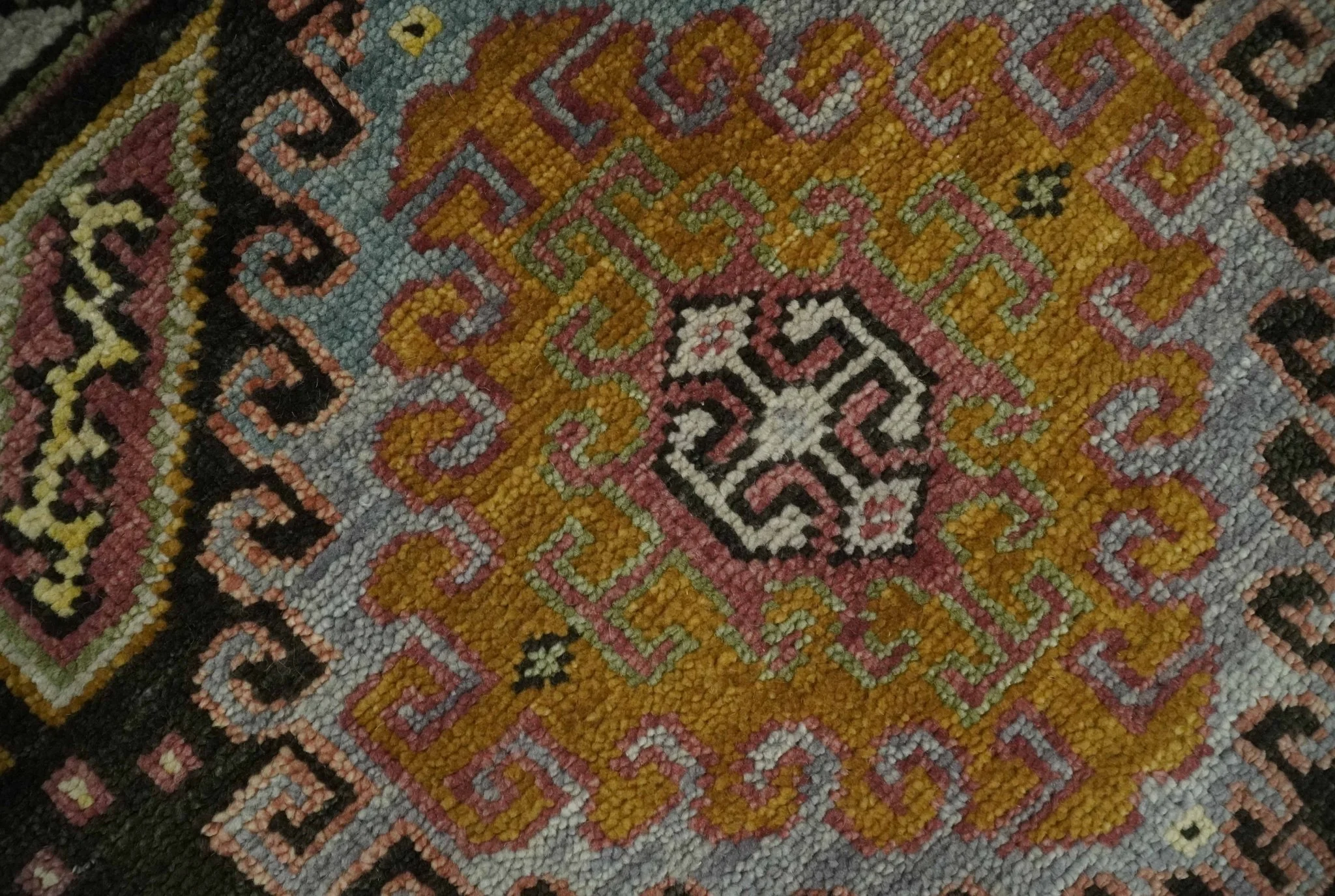 8x10 Hand Knotted Olive, Gold, Black and Brown Oriental Traditional Wool Area Rug - Image 4
