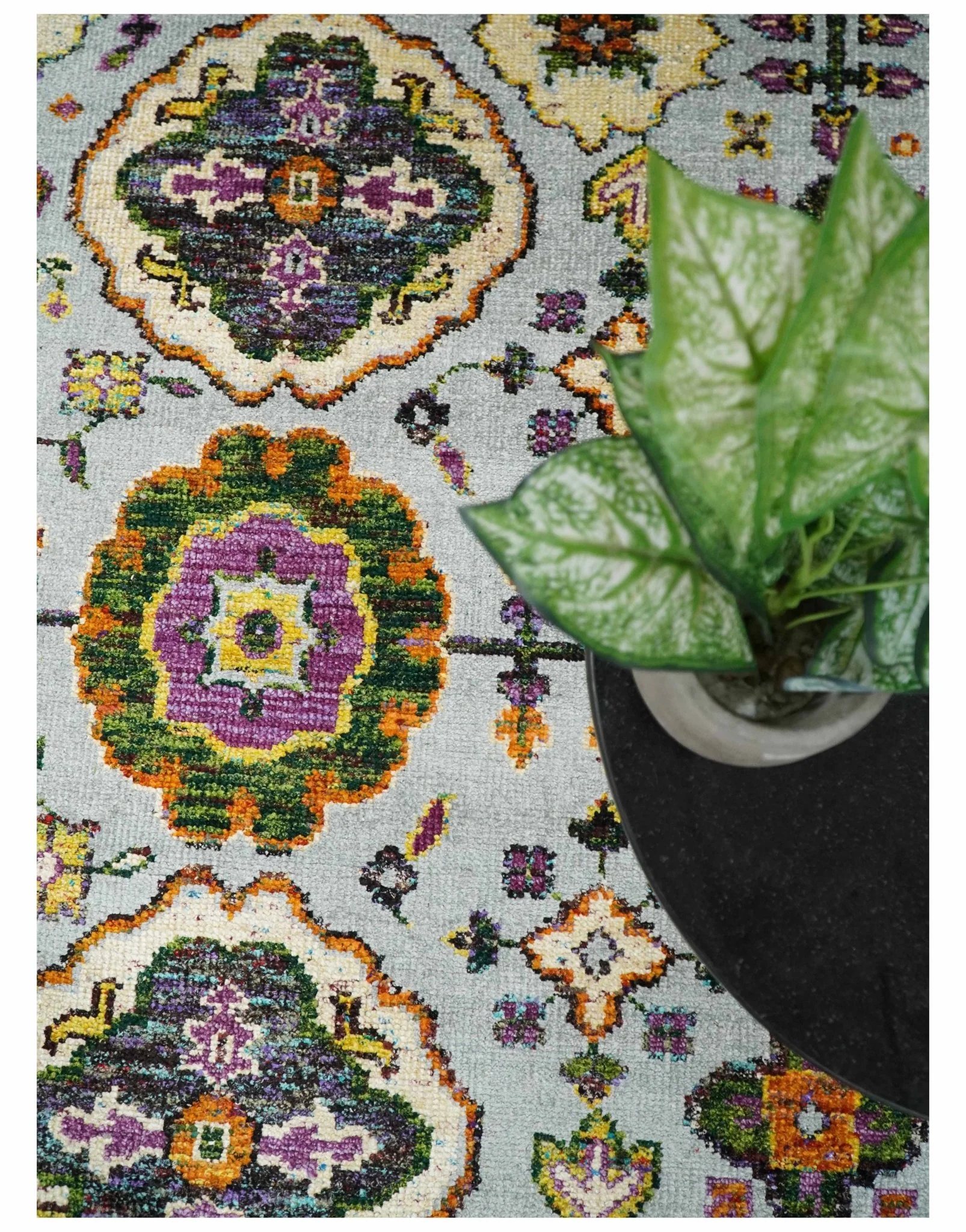 8x10 and 9x12 Hand Knotted Silver, Rust and Gold Persian Oushak made of Recycled Silk Area Rug | OP8 - Image 6