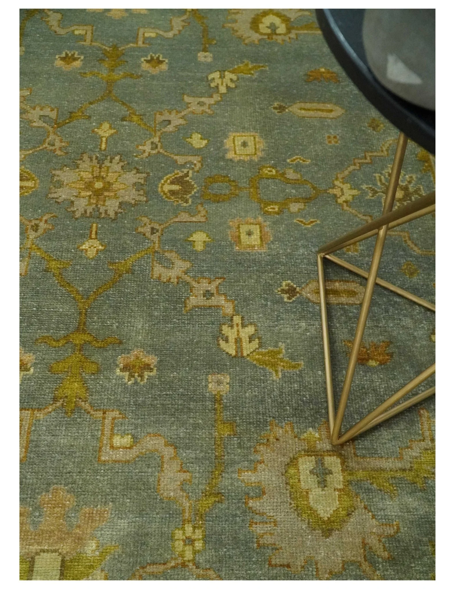 Antique Persian Gray and Moss Brown 8x10 Hand Knotted Traditional Oushak Wool Rug | AC9810 - Image 2