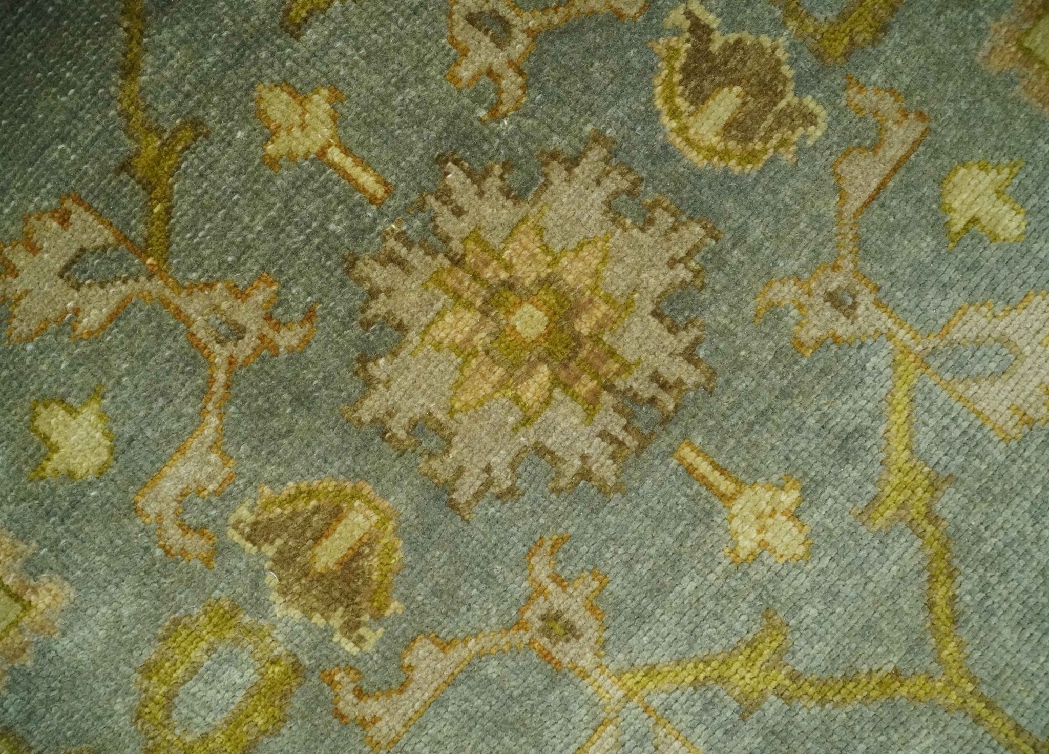Antique Persian Gray and Moss Brown 8x10 Hand Knotted Traditional Oushak Wool Rug | AC9810 - Image 4