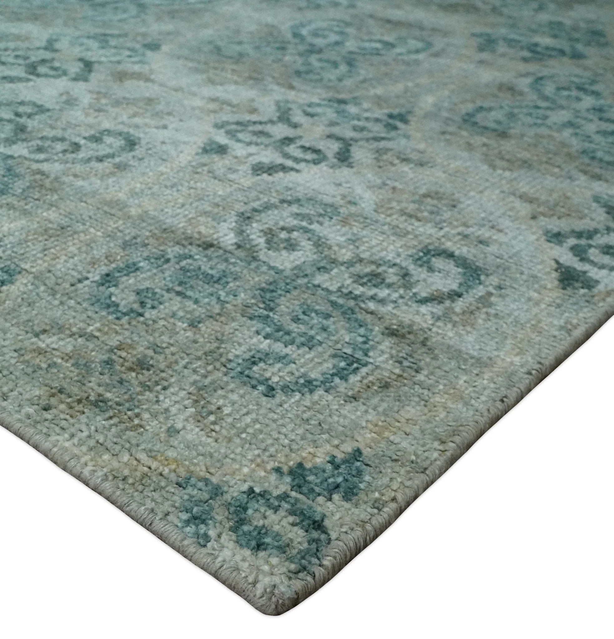 8x10 Hand Knotted Gray, Blue and Brown Modern Persian Style Contemporary Recycled Silk Area Rug | OP31 - Image 8