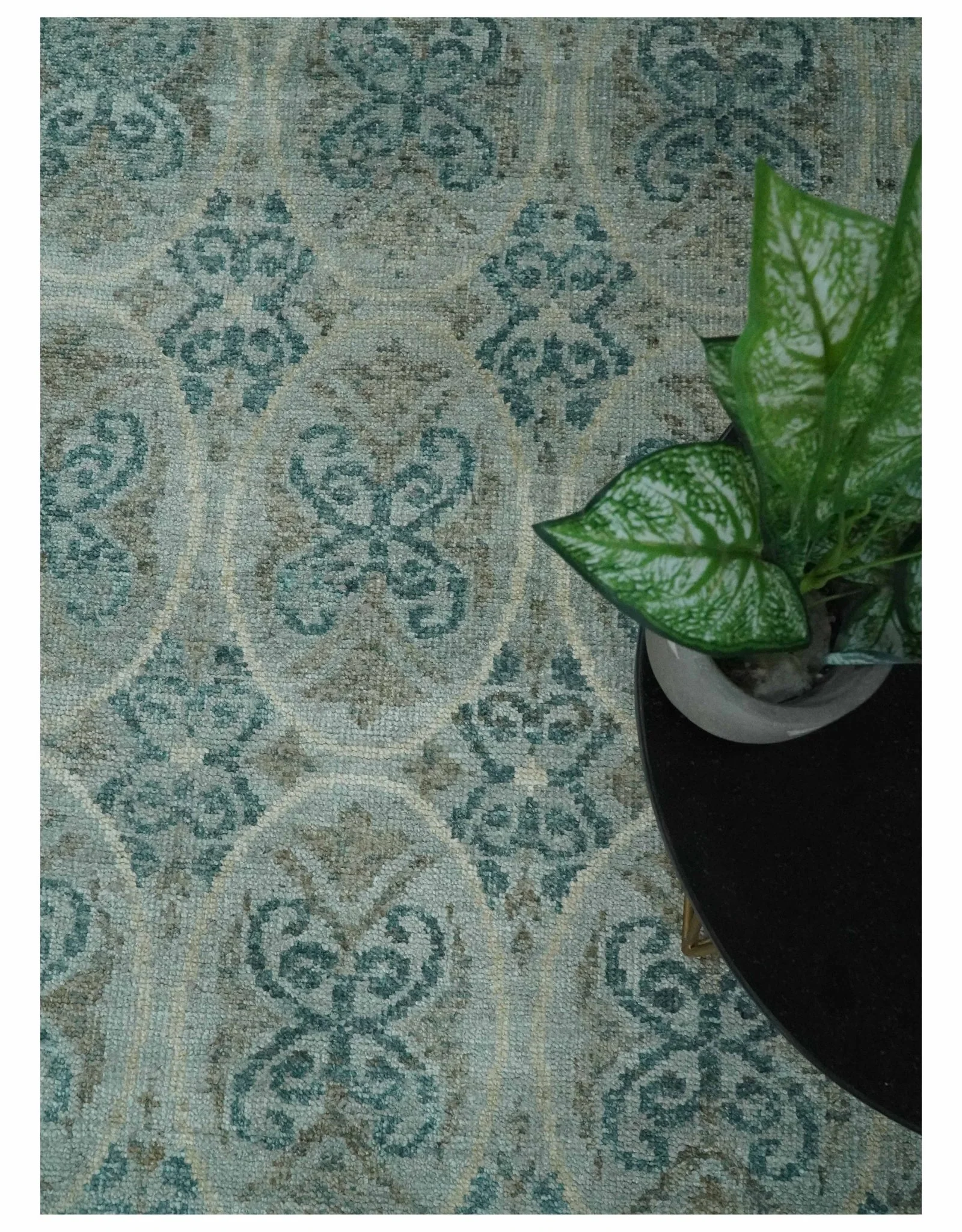 8x10 Hand Knotted Gray, Blue and Brown Modern Persian Style Contemporary Recycled Silk Area Rug | OP31 - Image 9